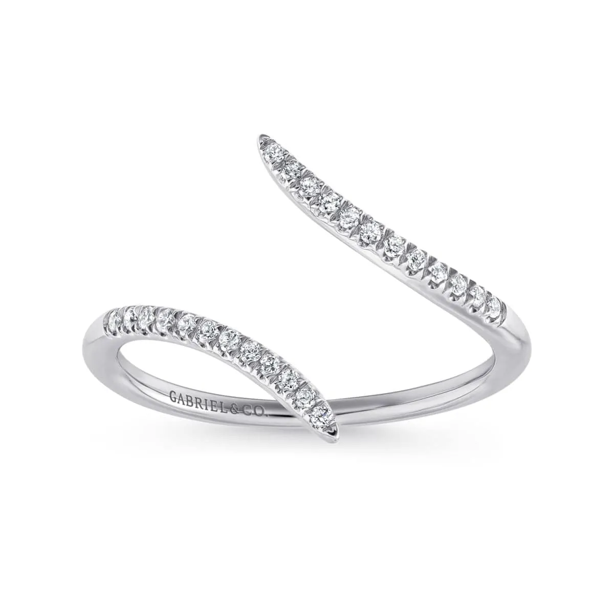 14K White Gold Bypass Open Diamond Ring - LR51052W45JJ