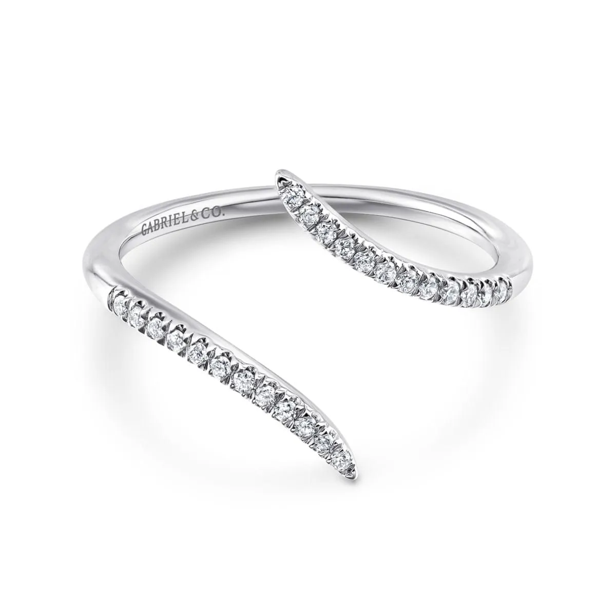 14K White Gold Bypass Open Diamond Ring - LR51052W45JJ