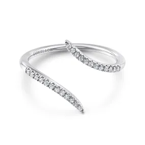 14K White Gold Bypass Open Diamond Ring - LR51052W45JJ