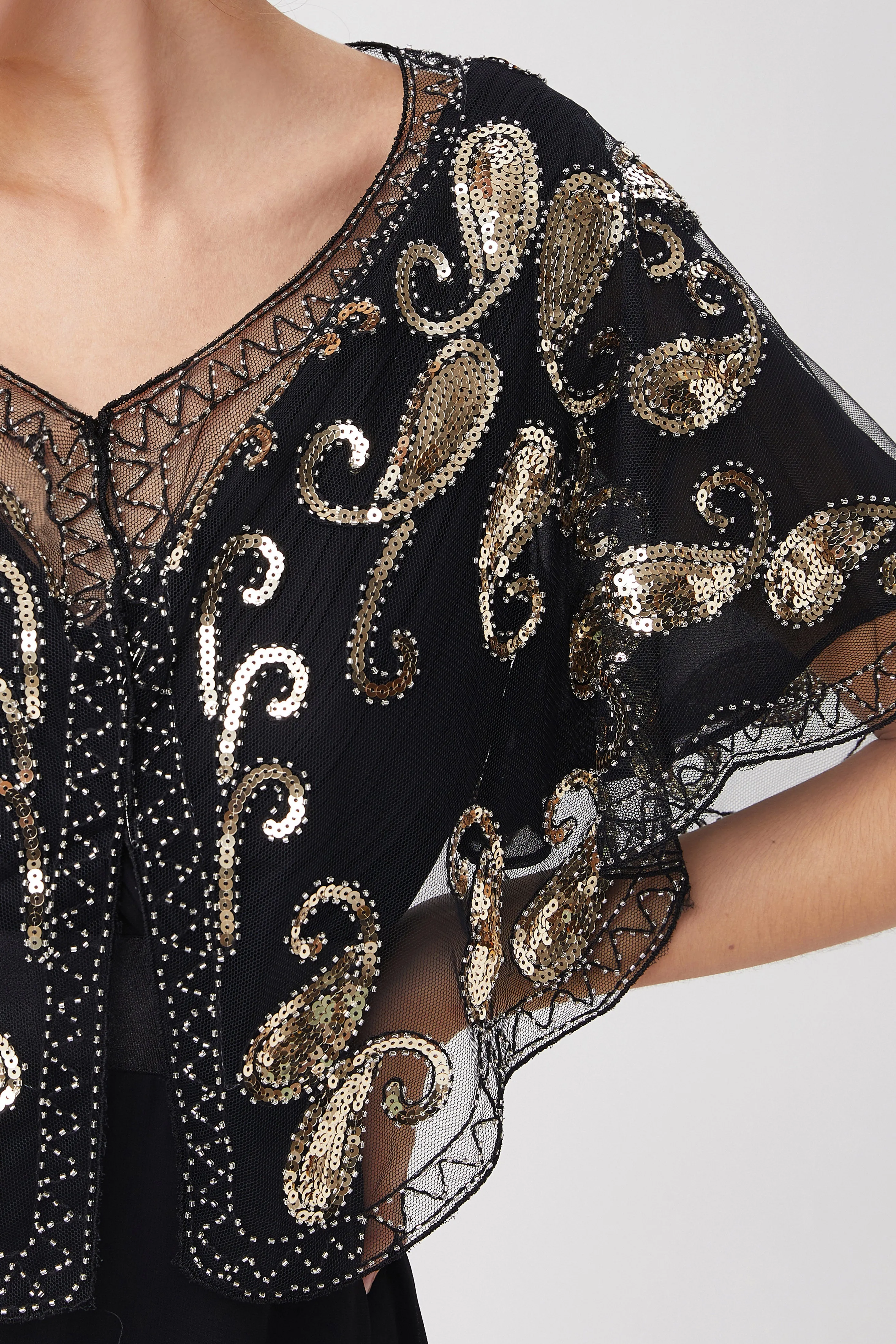 1920s Sequin Beaded Gatsby Shawl