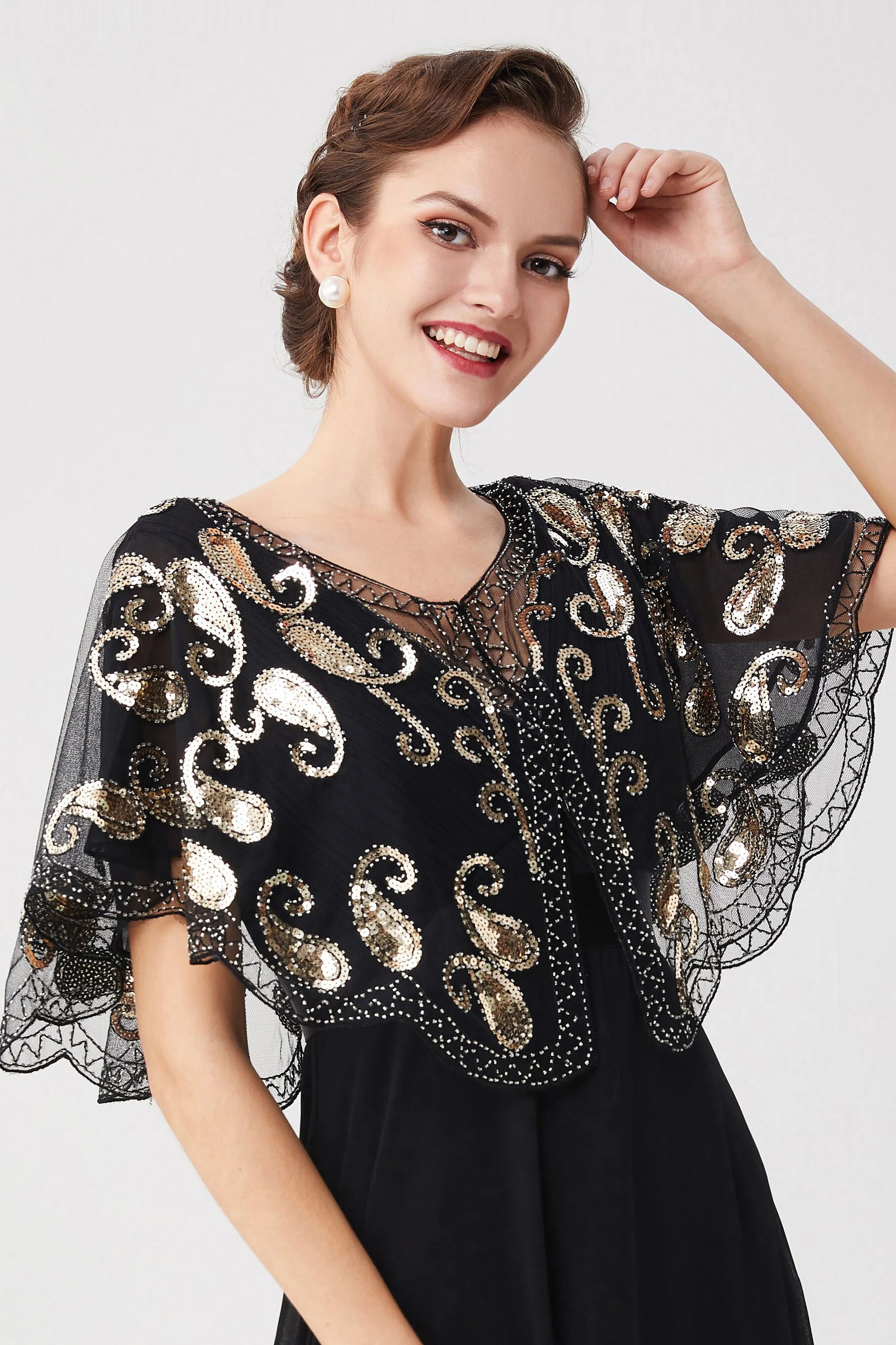 1920s Sequin Beaded Gatsby Shawl
