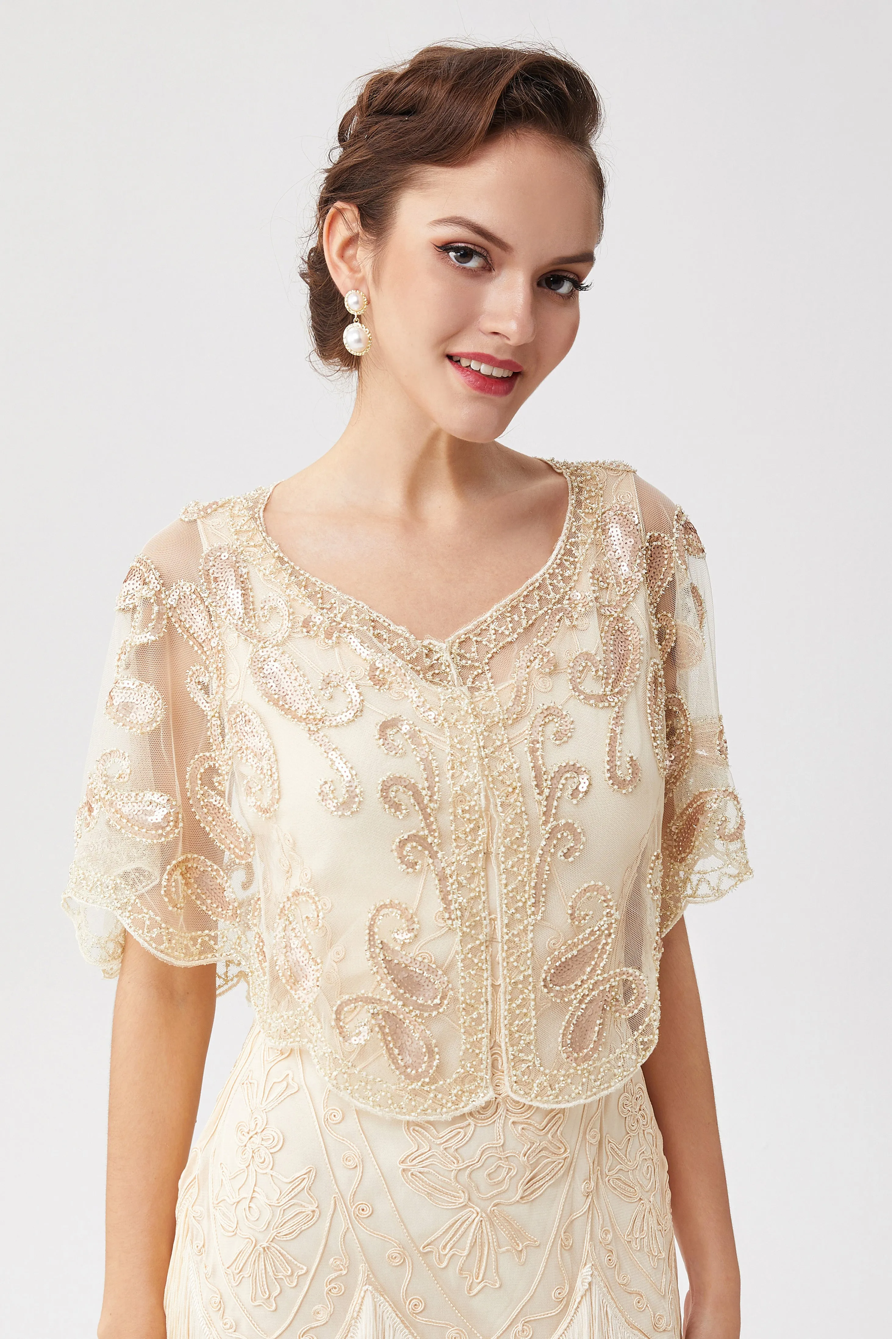 1920s Sequin Beaded Gatsby Shawl