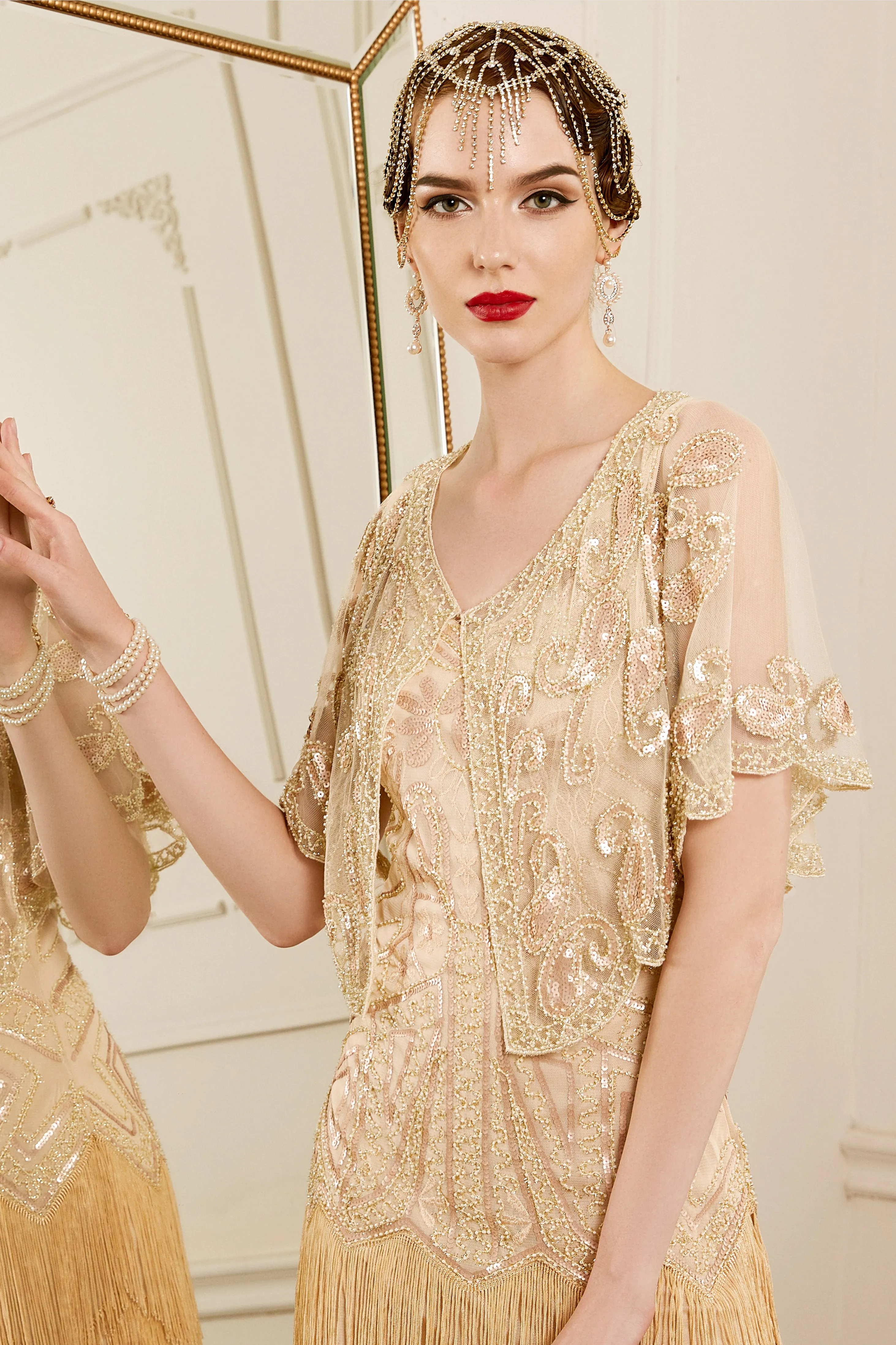1920s Sequin Beaded Gatsby Shawl