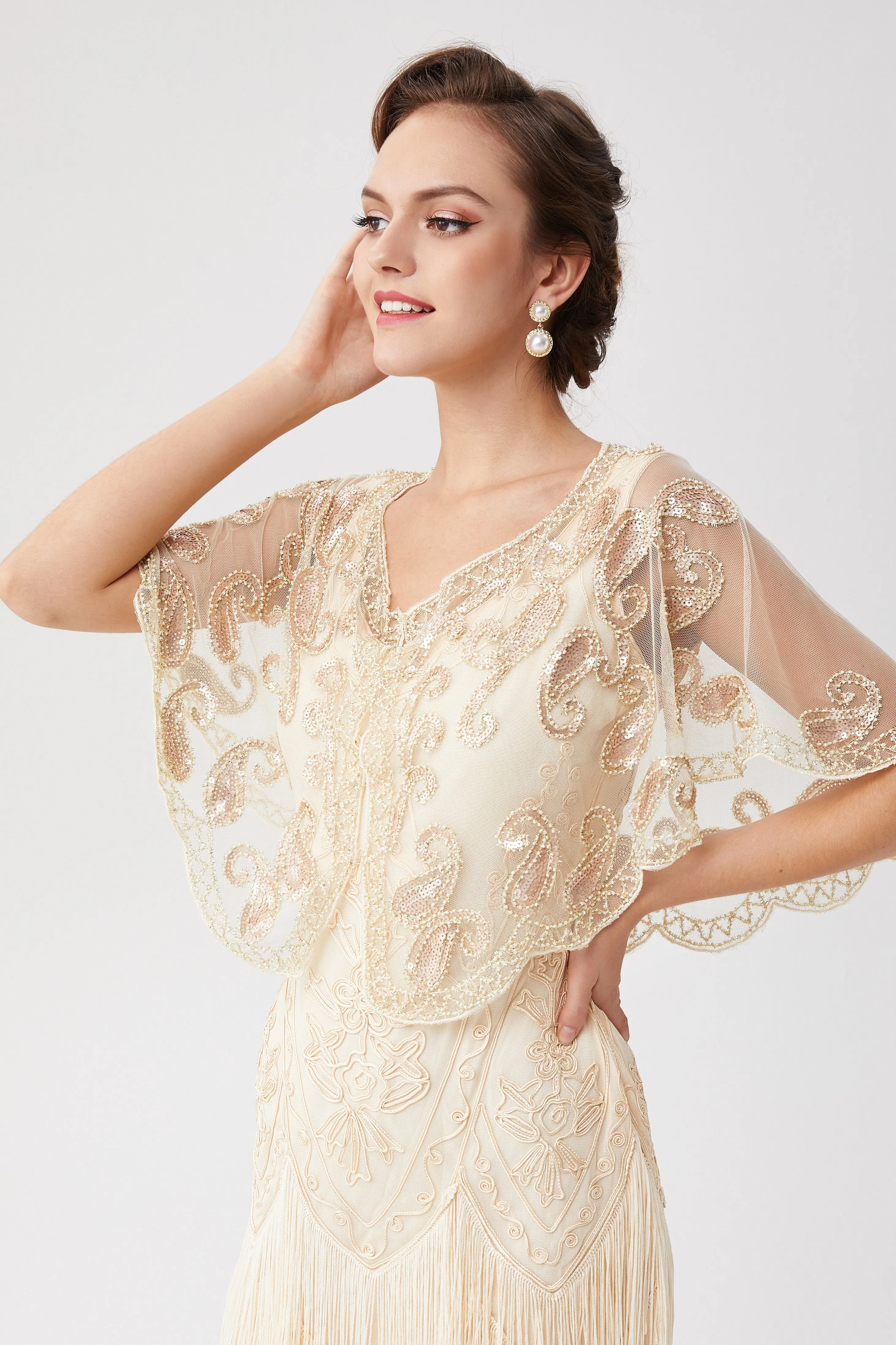1920s Sequin Beaded Gatsby Shawl