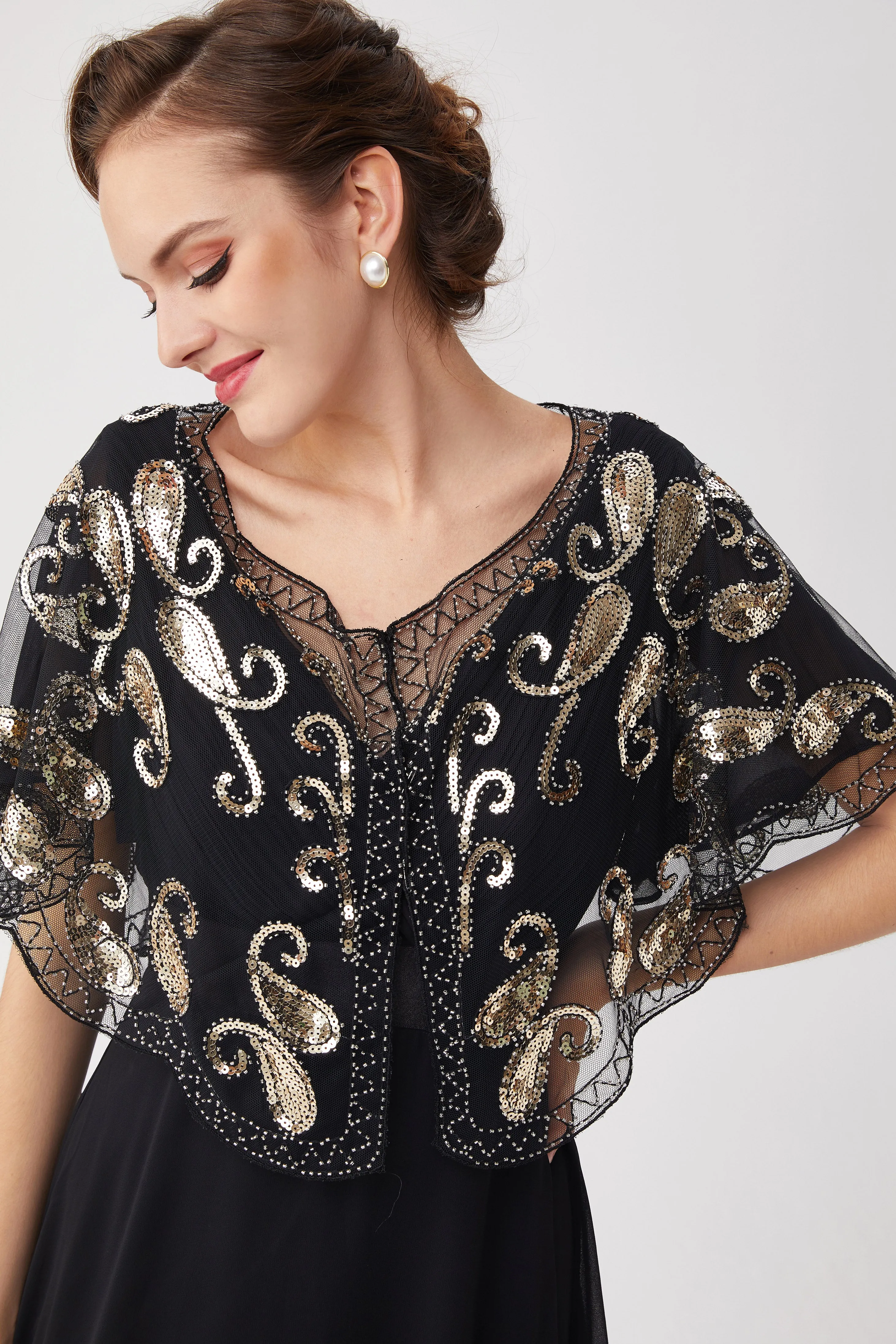 1920s Sequin Beaded Gatsby Shawl