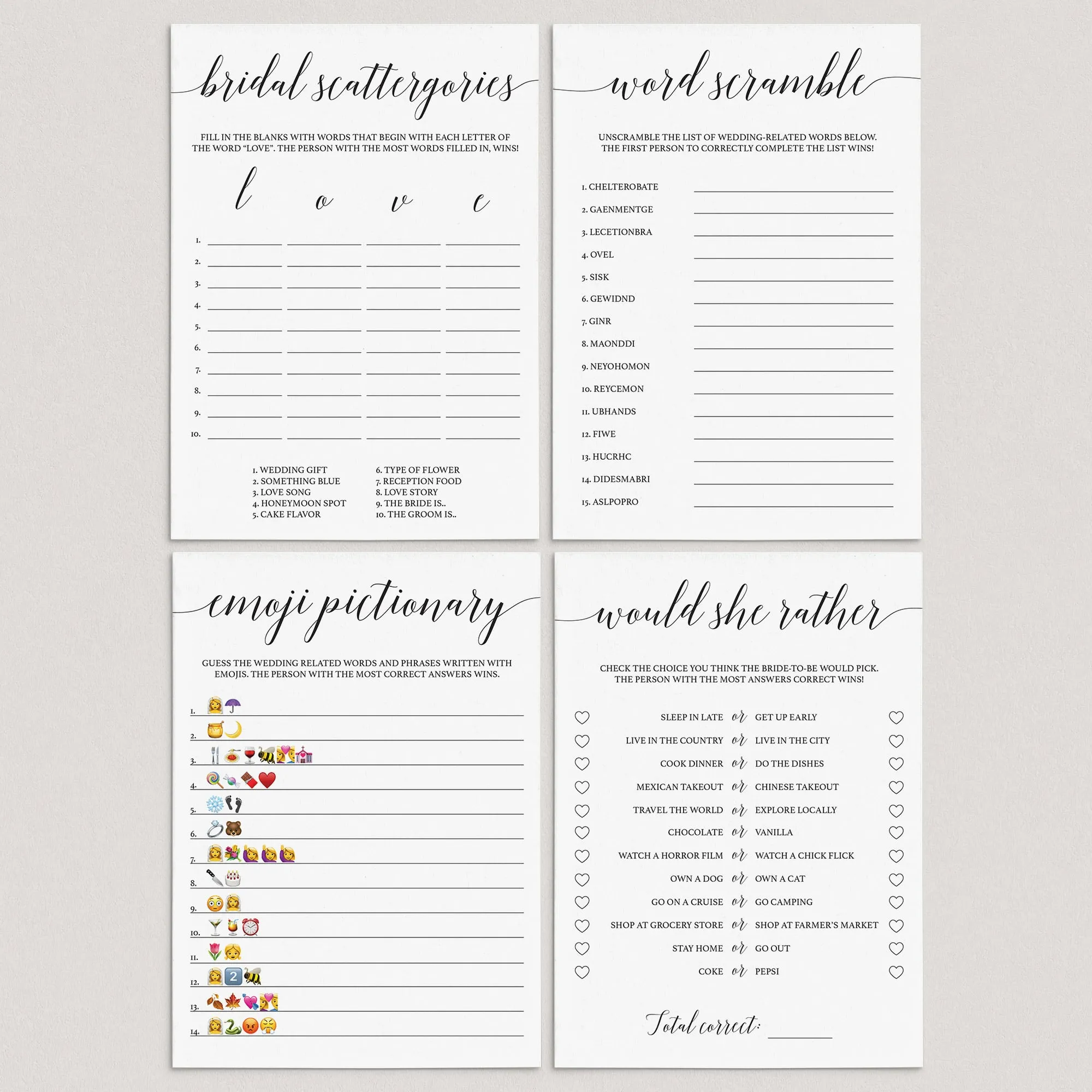 4 Virtual Bridal Shower Games Minimalist