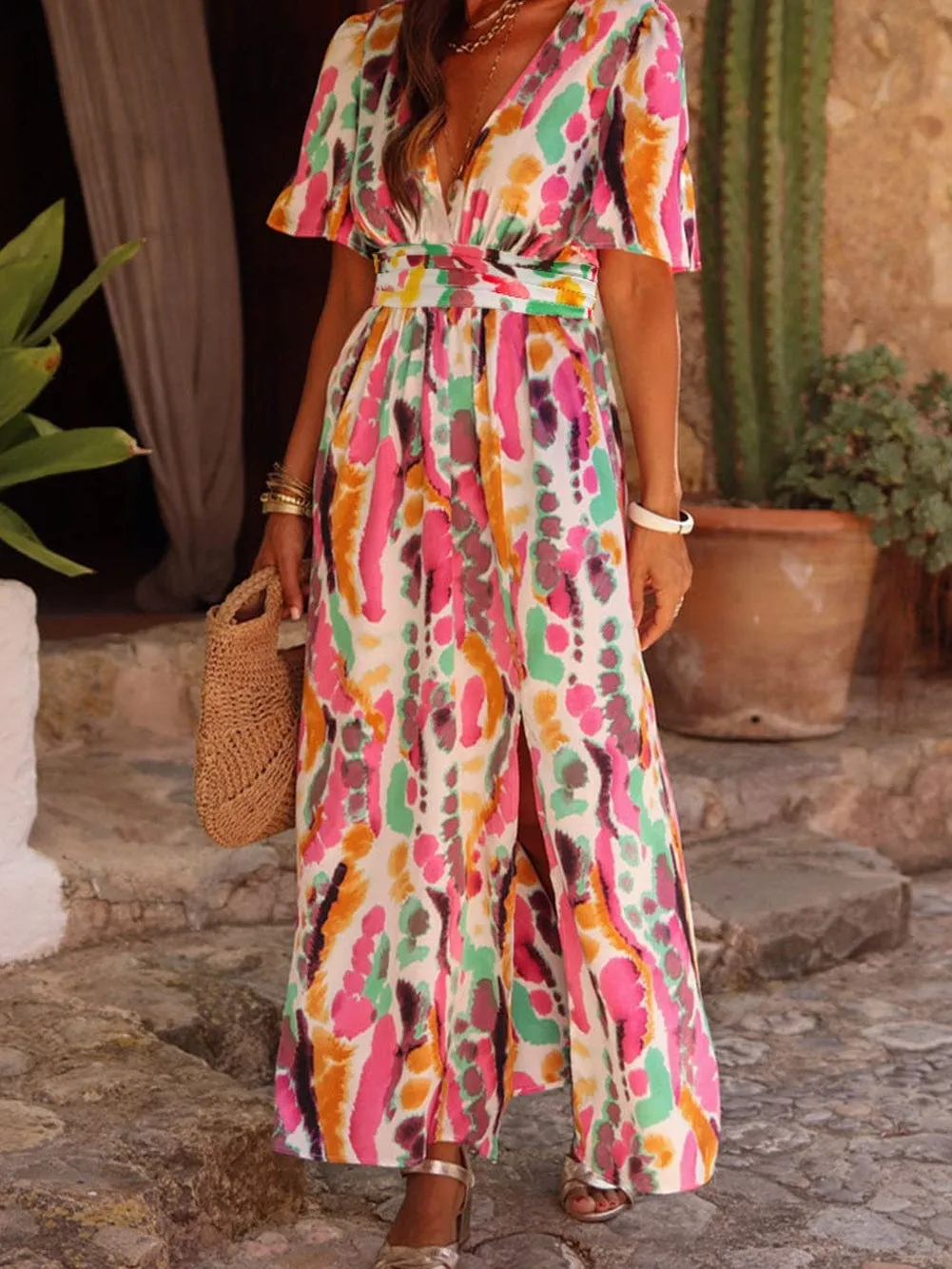 Abstract Print Maxi Dress