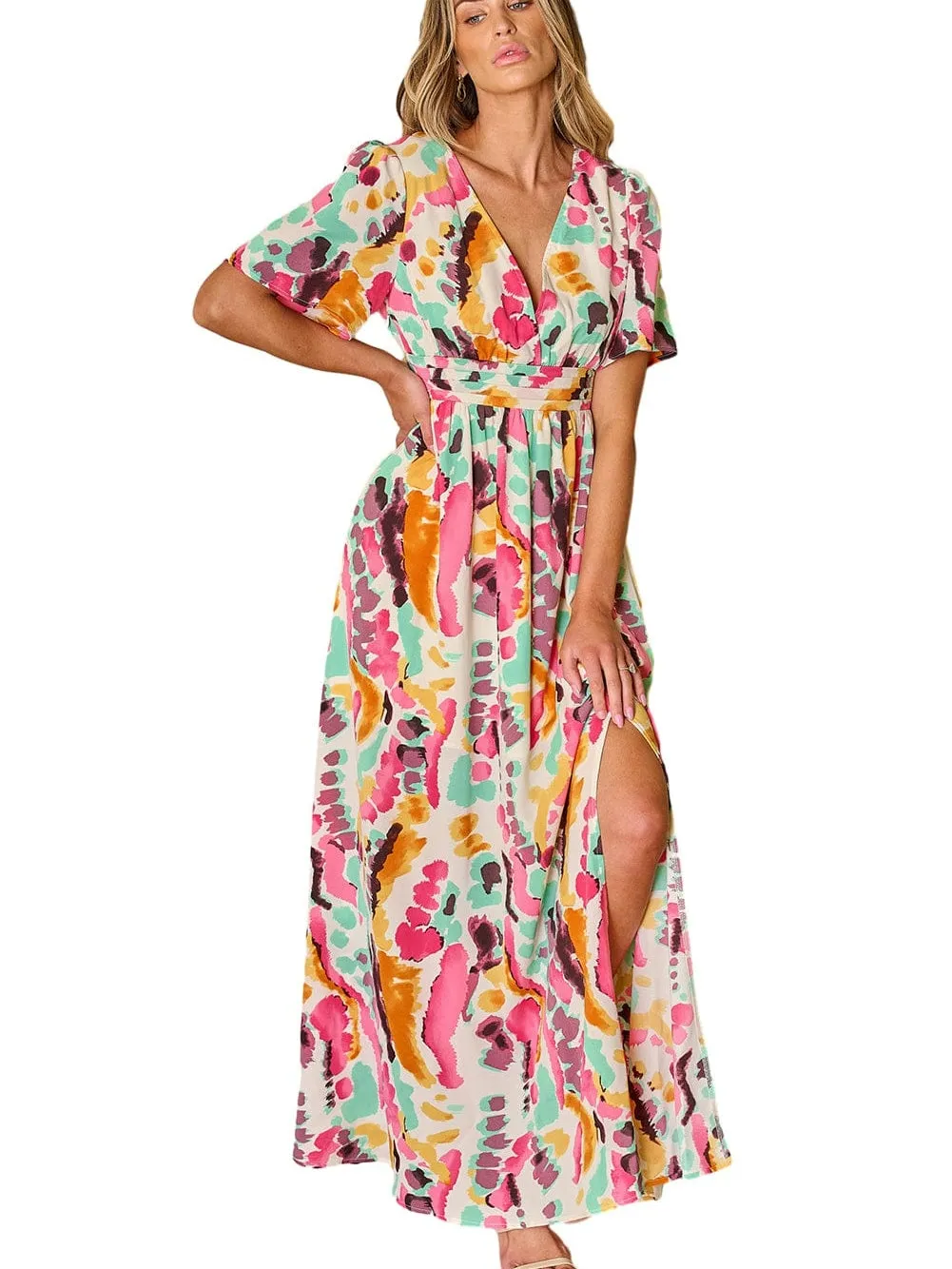 Abstract Print Maxi Dress