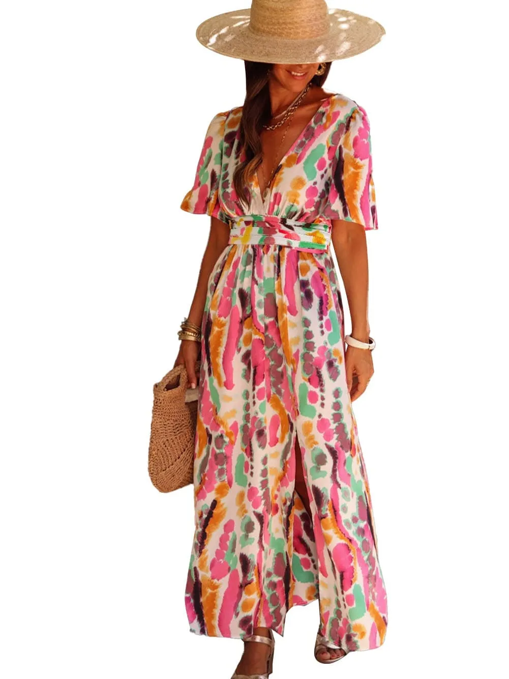 Abstract Print Maxi Dress