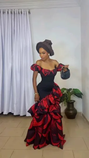 African Print Ankara Prom Dress | Party & Church Dress | 100% Cotton Wax Fabric