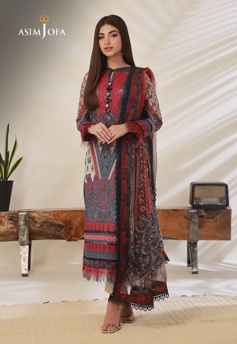 AJBP-14 DESIGNERS STITCHED PRINTED CAMBRIC 3 PCS
