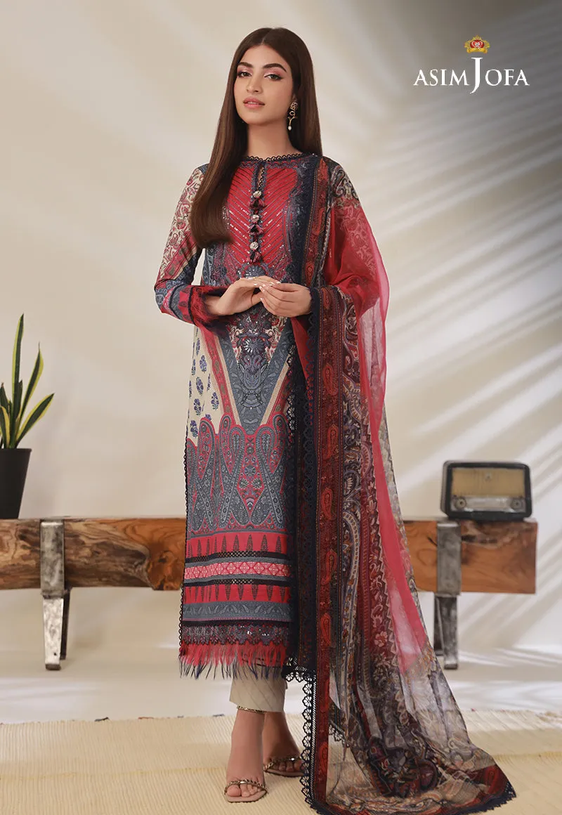 AJBP-14 DESIGNERS STITCHED PRINTED CAMBRIC 3 PCS