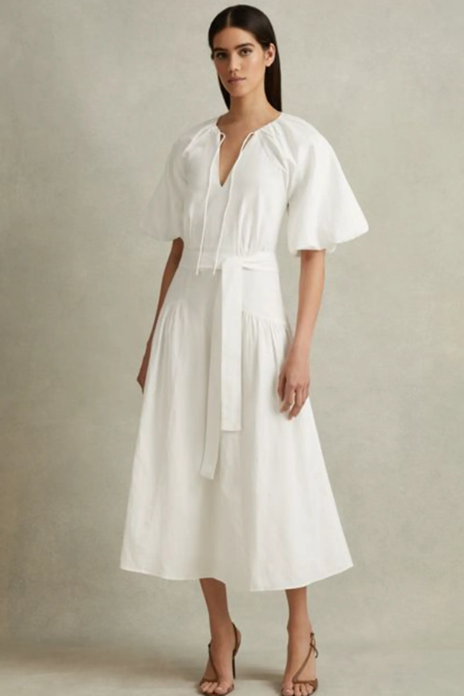 Alice Lyocell Blend Puff Sleeve Midi Dress