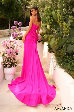 Amarra 88760 Long Prom Dress Stone Accents Corset Wrap Skirt Maxi Slit