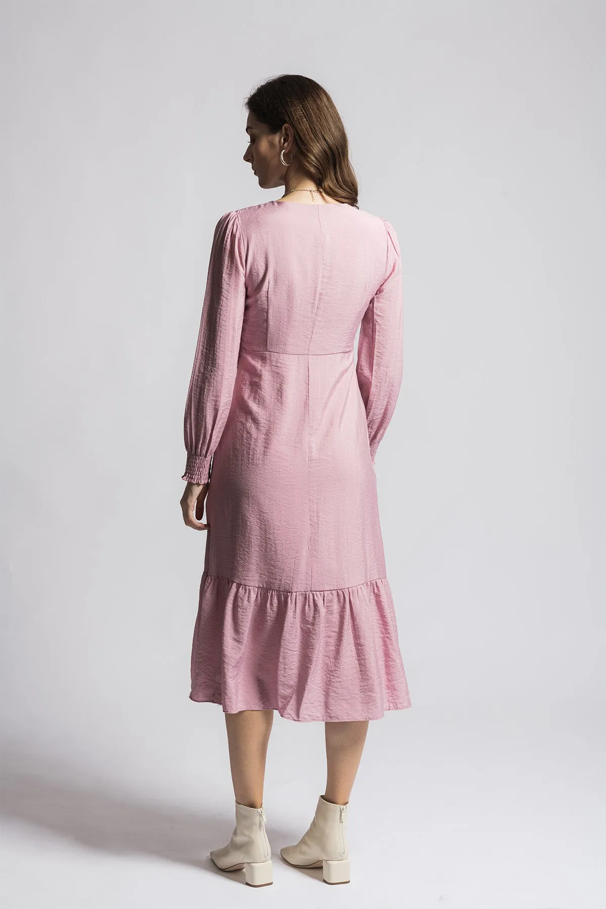 Annalouisse Ruffled Halter Neck Long Sleeve Dress
