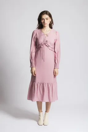 Annalouisse Ruffled Halter Neck Long Sleeve Dress
