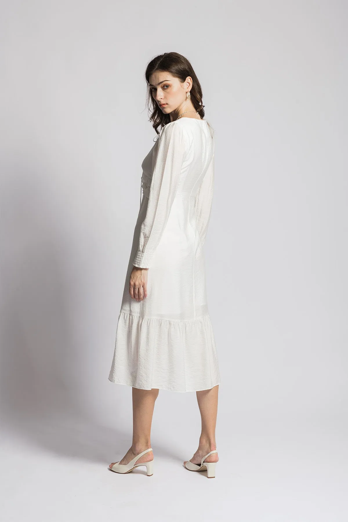 Annalouisse Ruffled Halter Neck Long Sleeve Dress