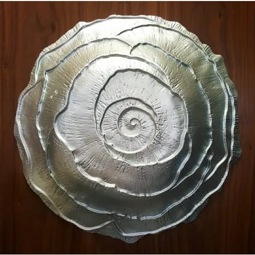 Artistic Accent Silver Hand Crafted Forged Glass Bowl