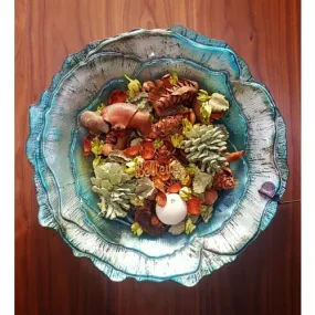 Artistic Accent Silver Hand Crafted Forged Glass Bowl