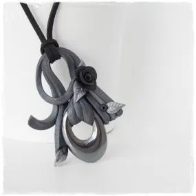 Artistic Black Rose Hematite Pendant