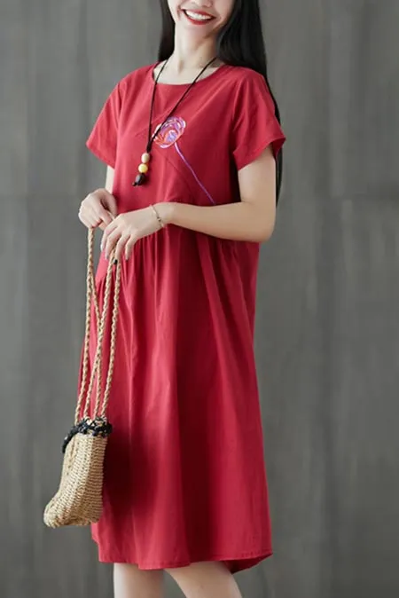 Artistic  Loose MIDI Linen Dress JL024
