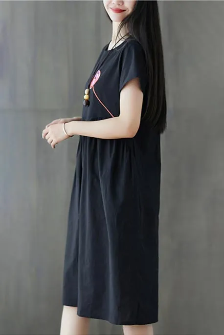Artistic  Loose MIDI Linen Dress JL024