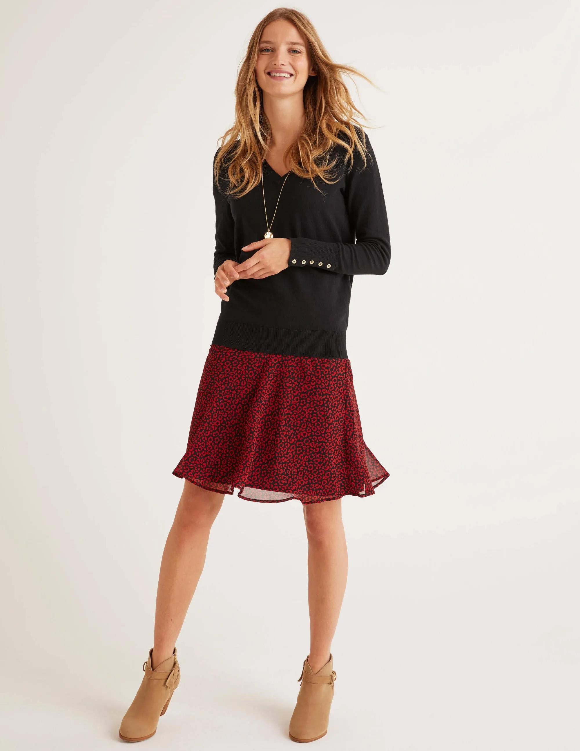 Astolat Mini Skirt-Poinsettia Animal Stamp
