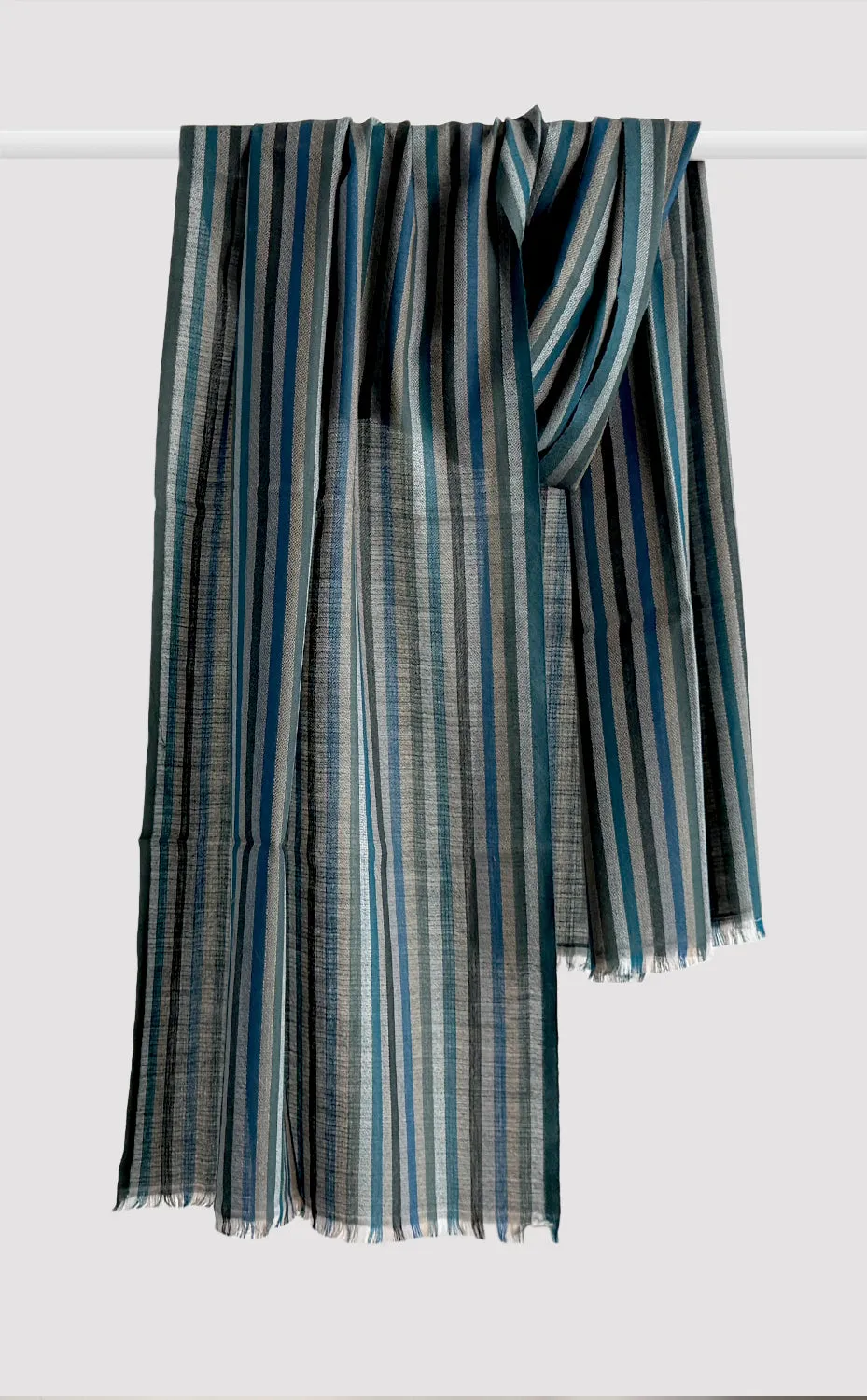 Azure Stripe Wool Wrap