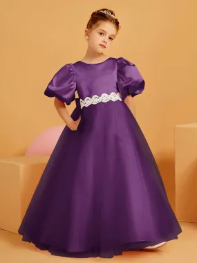 Ball-Gown/Princess Floor-Length Flower Girl Dress Grape