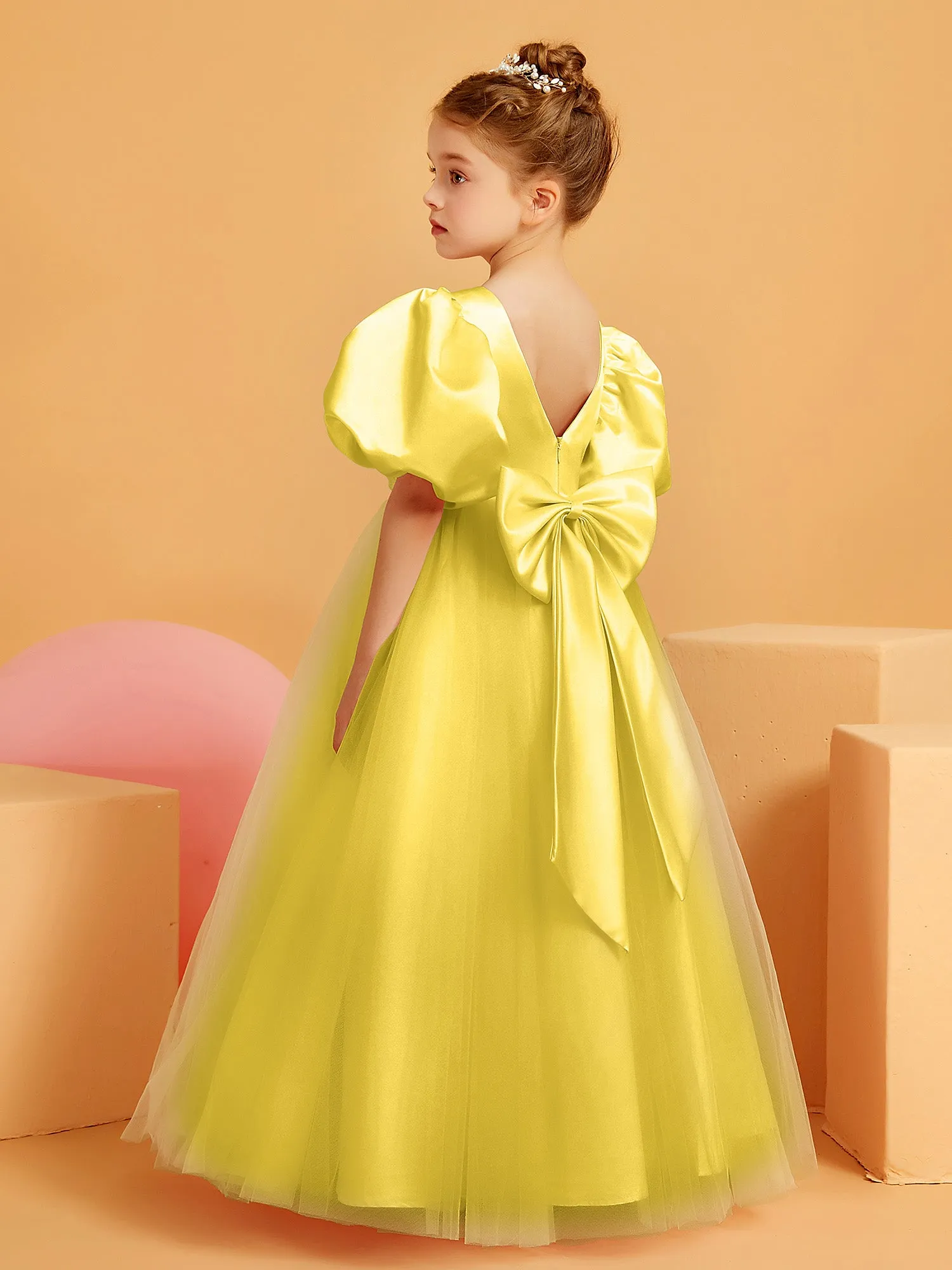 Ball-Gown/Princess Floor-Length Flower Girl Dress Marigold