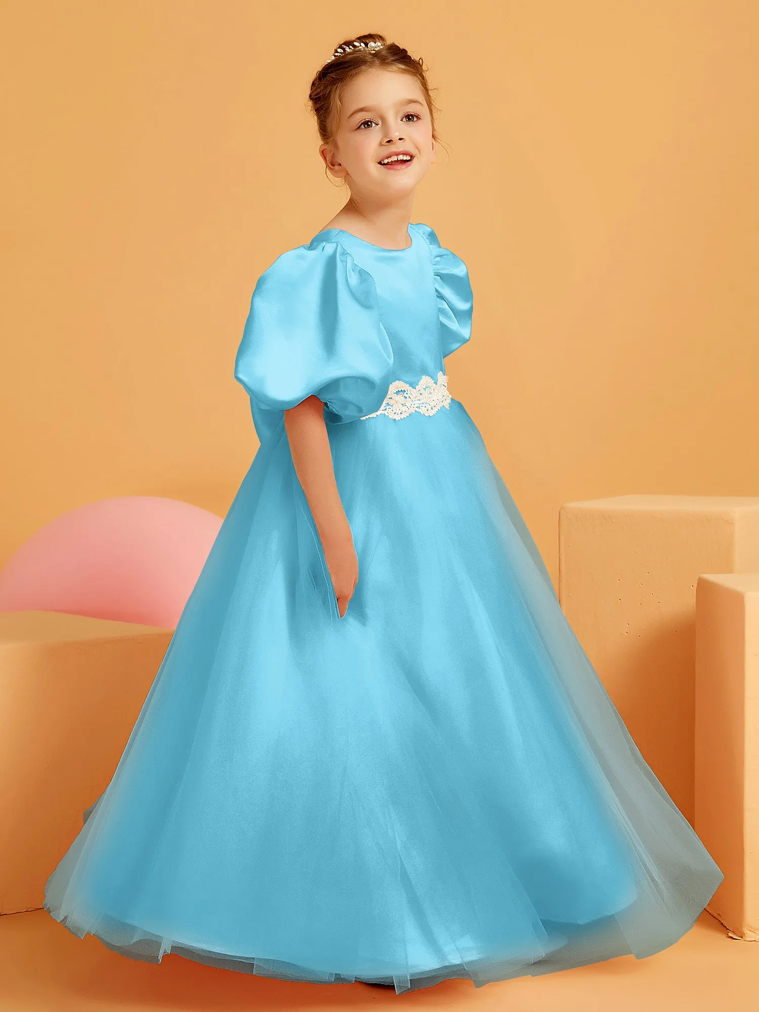 Ball-Gown/Princess Floor-Length Flower Girl Dress Pool
