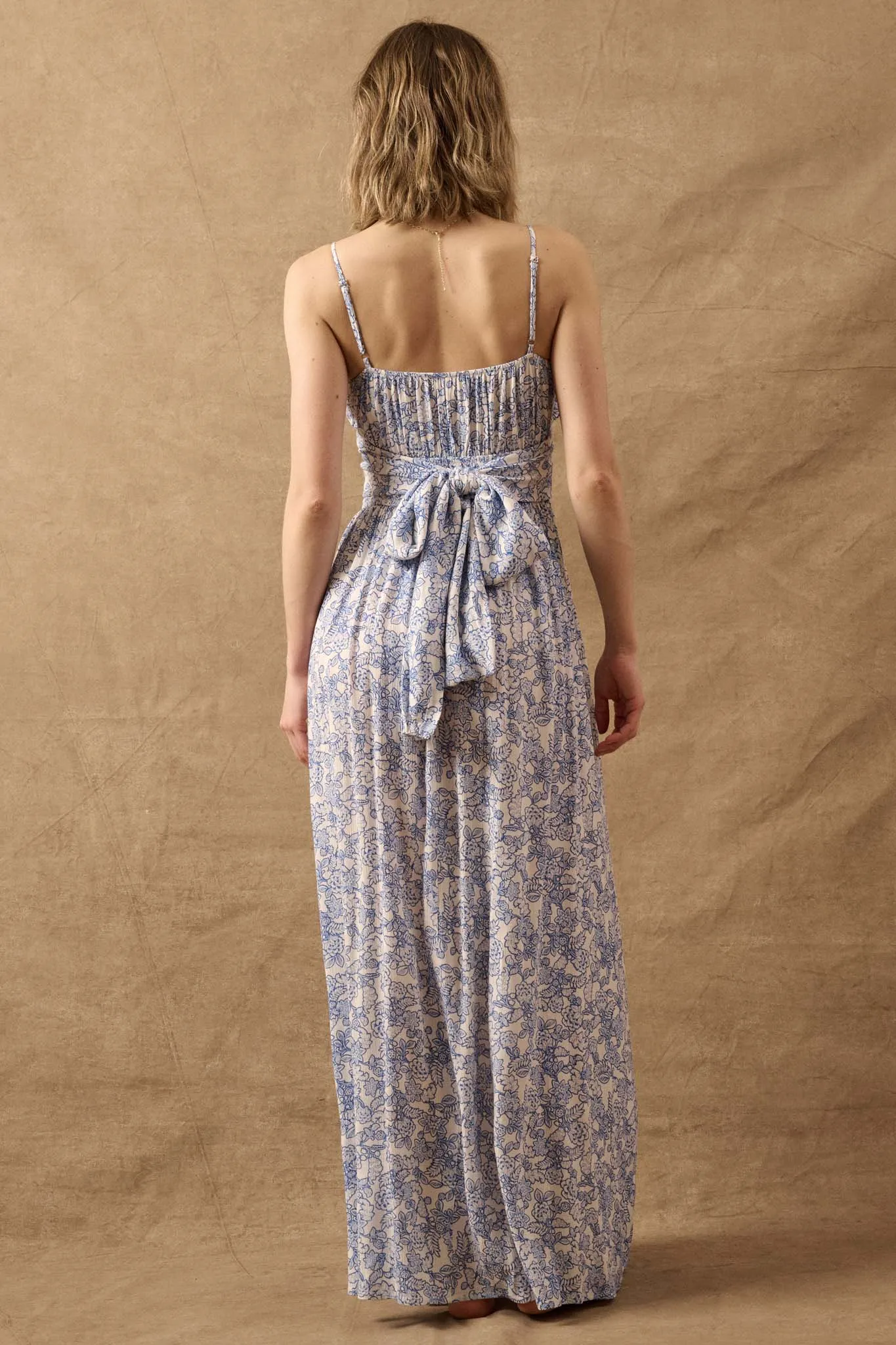Beguiling Blossoms Floral Wrapped-Bodice Maxi Dress