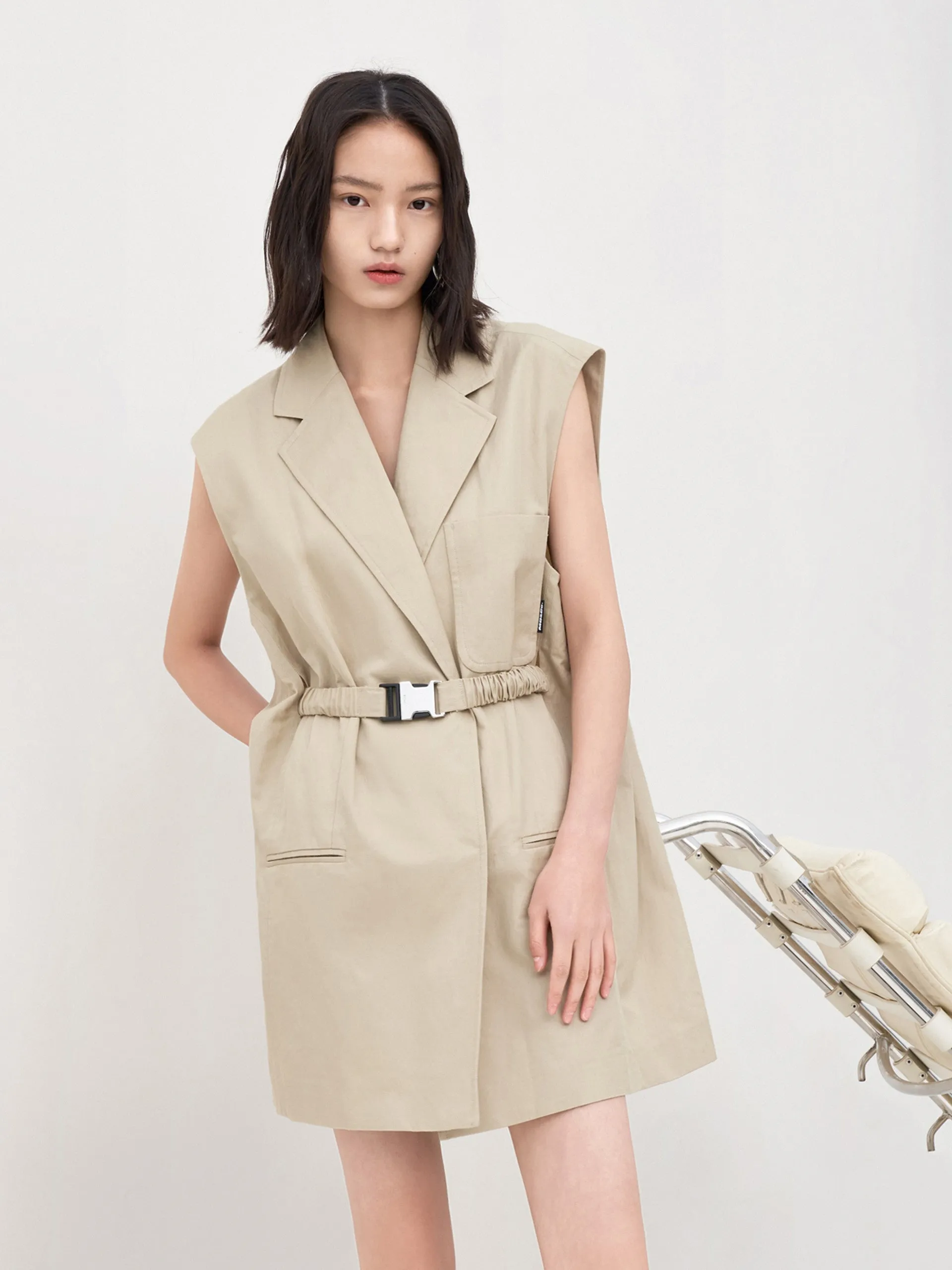 Belted Sleeveless Waistcoat