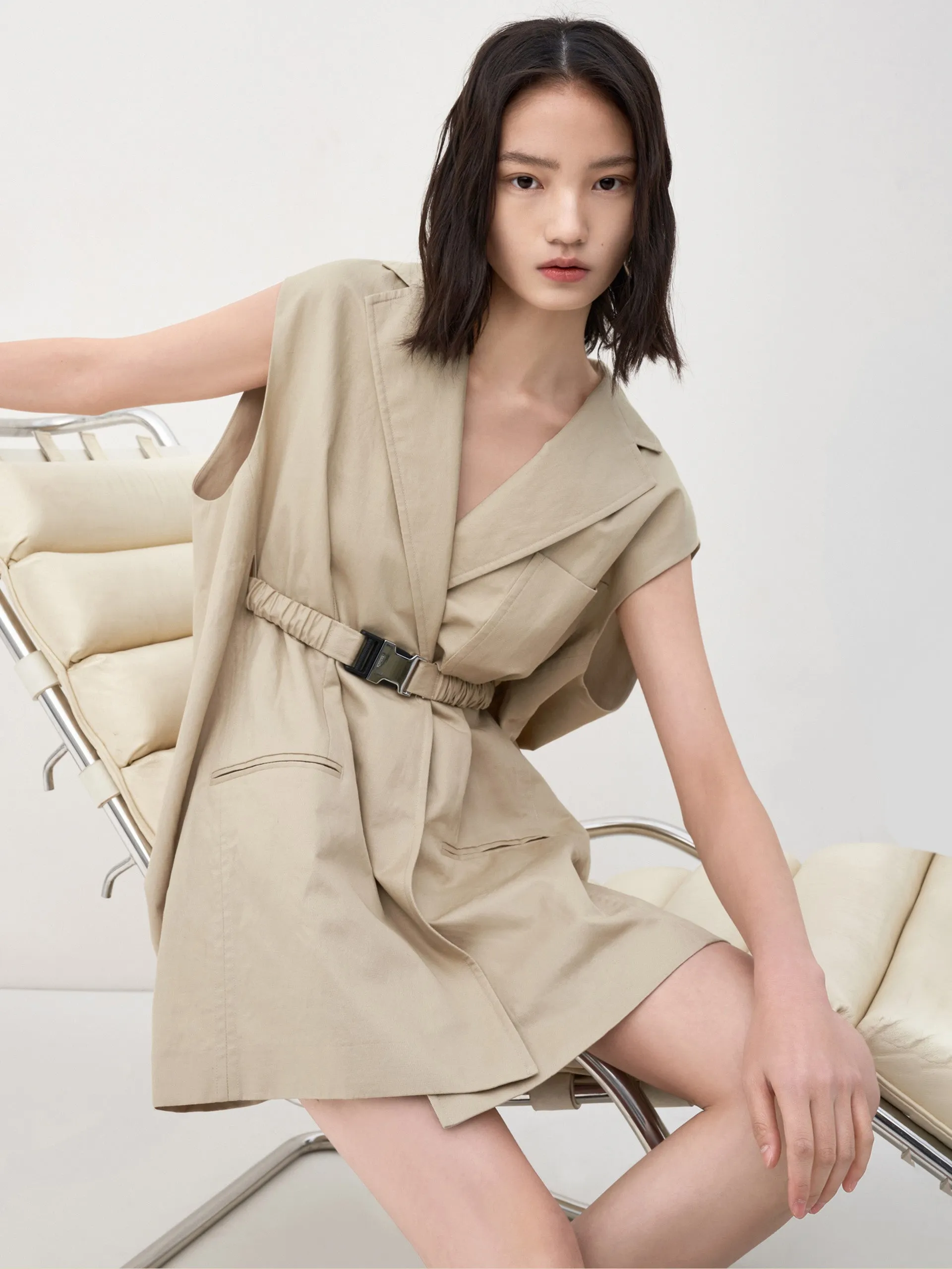 Belted Sleeveless Waistcoat
