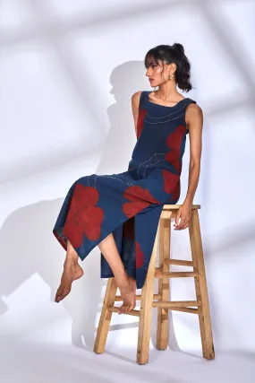 Blue Cotton Midi Dress