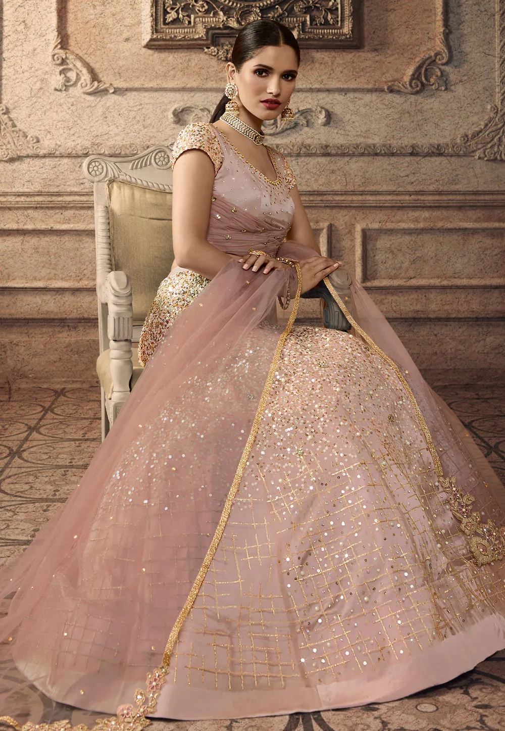 Blush Pink Festive Lehenga Choli Set