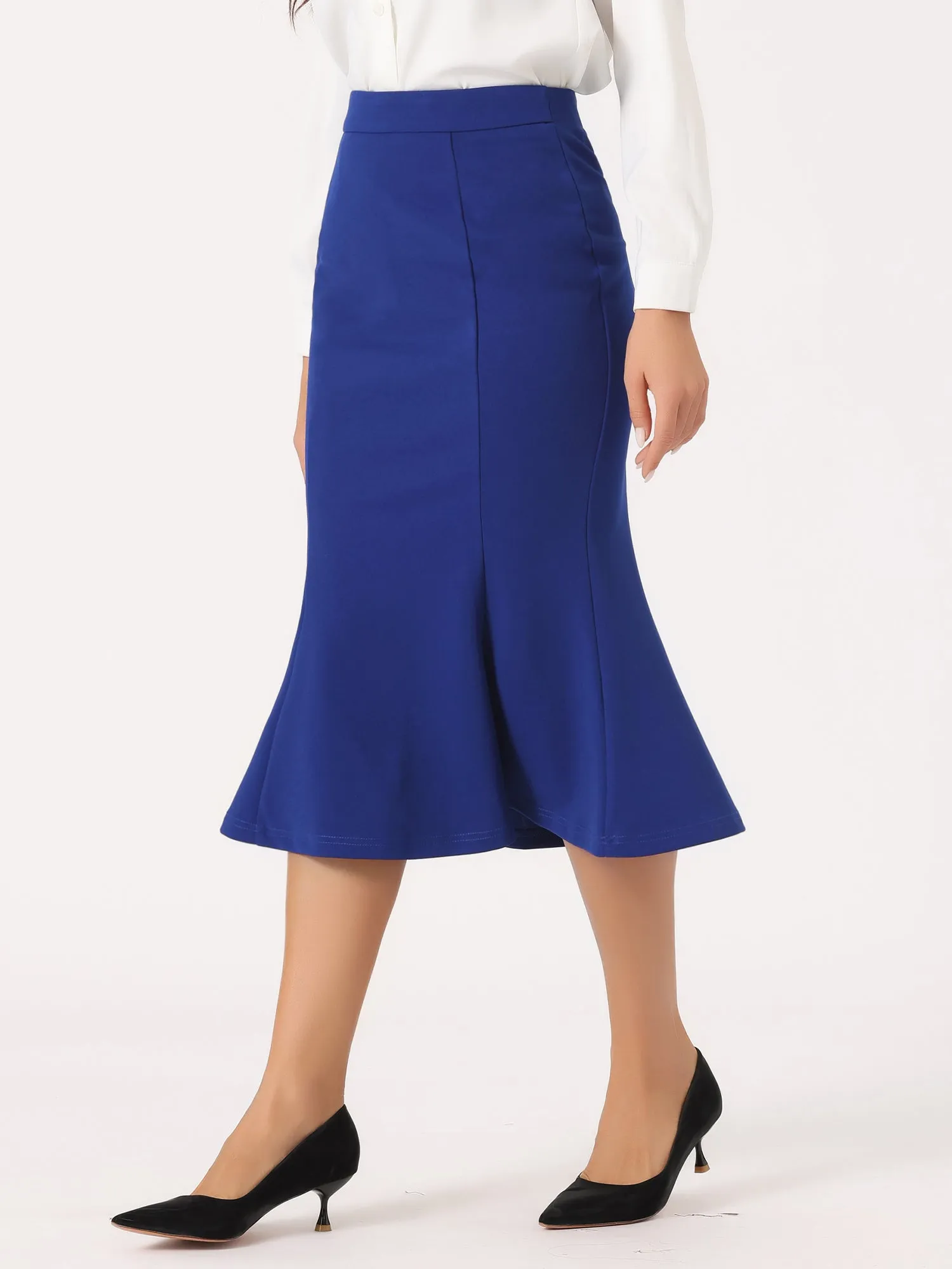 Bodycon High Waist Ruffle Hem Fishtail Mermaid Midi Skirt