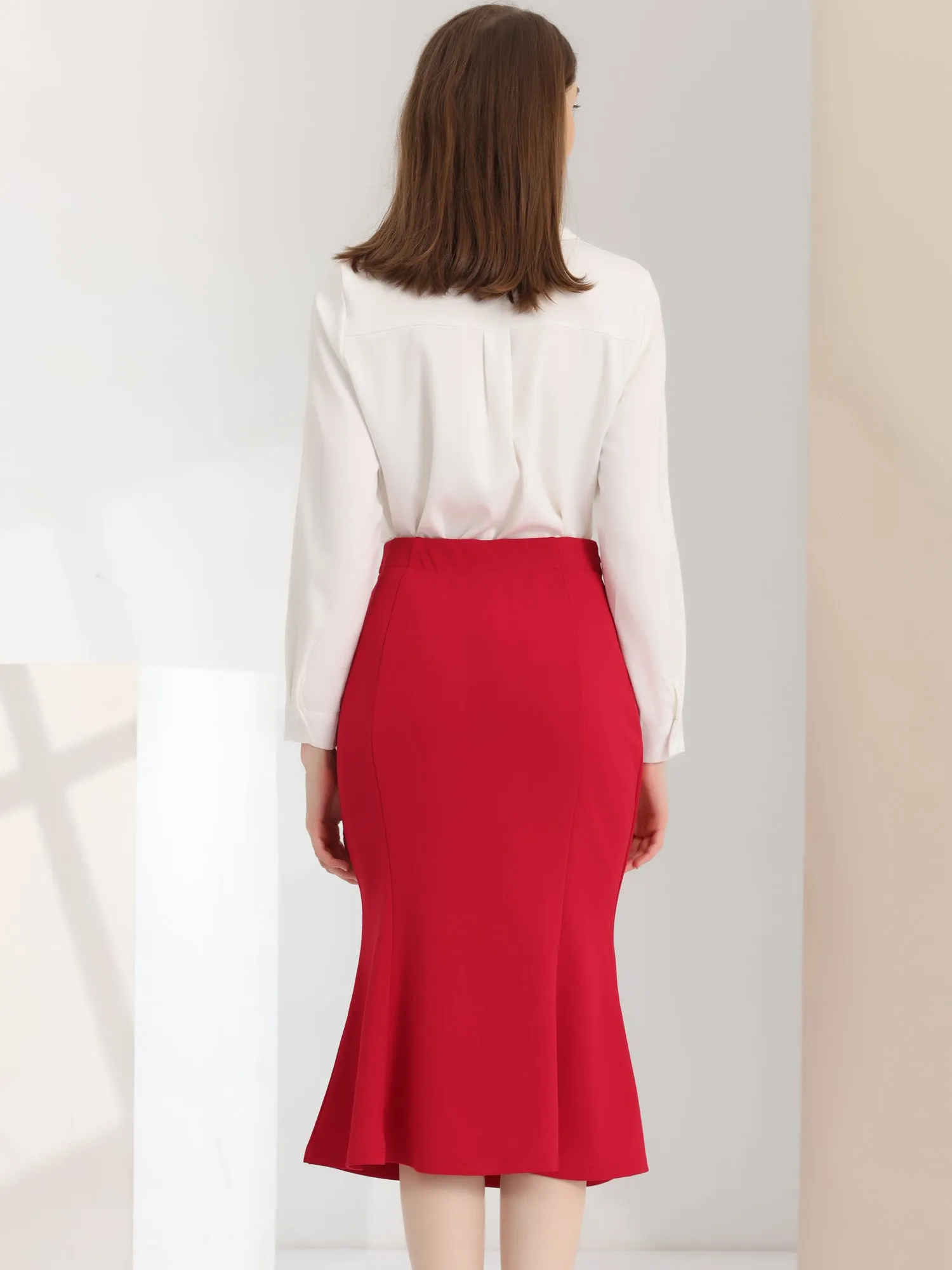 Bodycon High Waist Ruffle Hem Fishtail Mermaid Midi Skirt