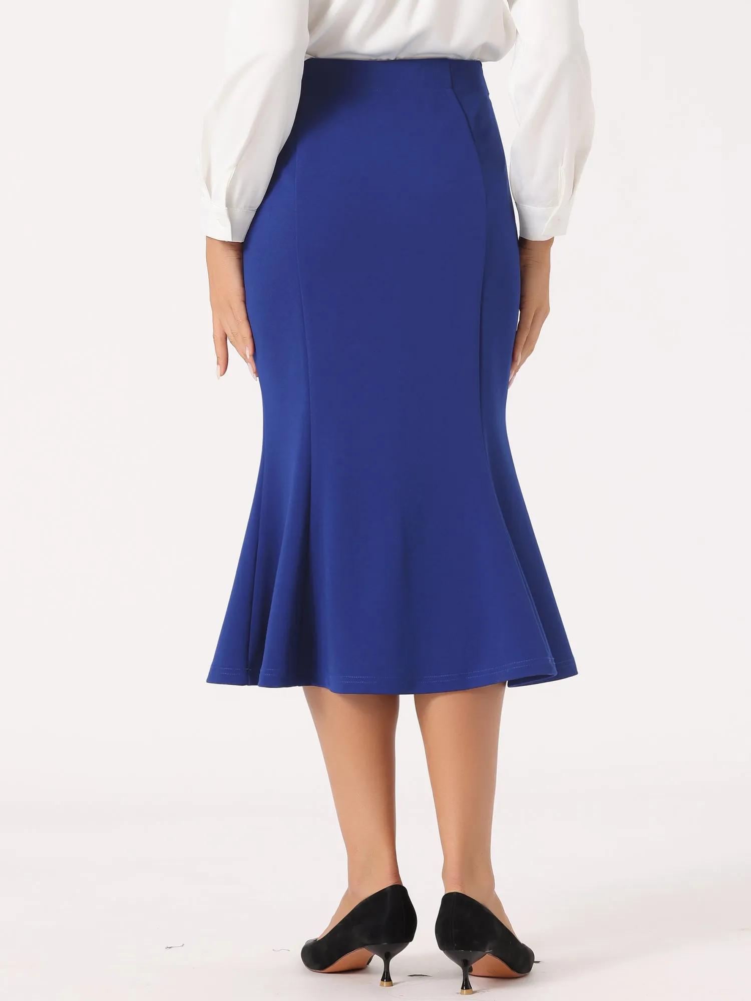 Bodycon High Waist Ruffle Hem Fishtail Mermaid Midi Skirt