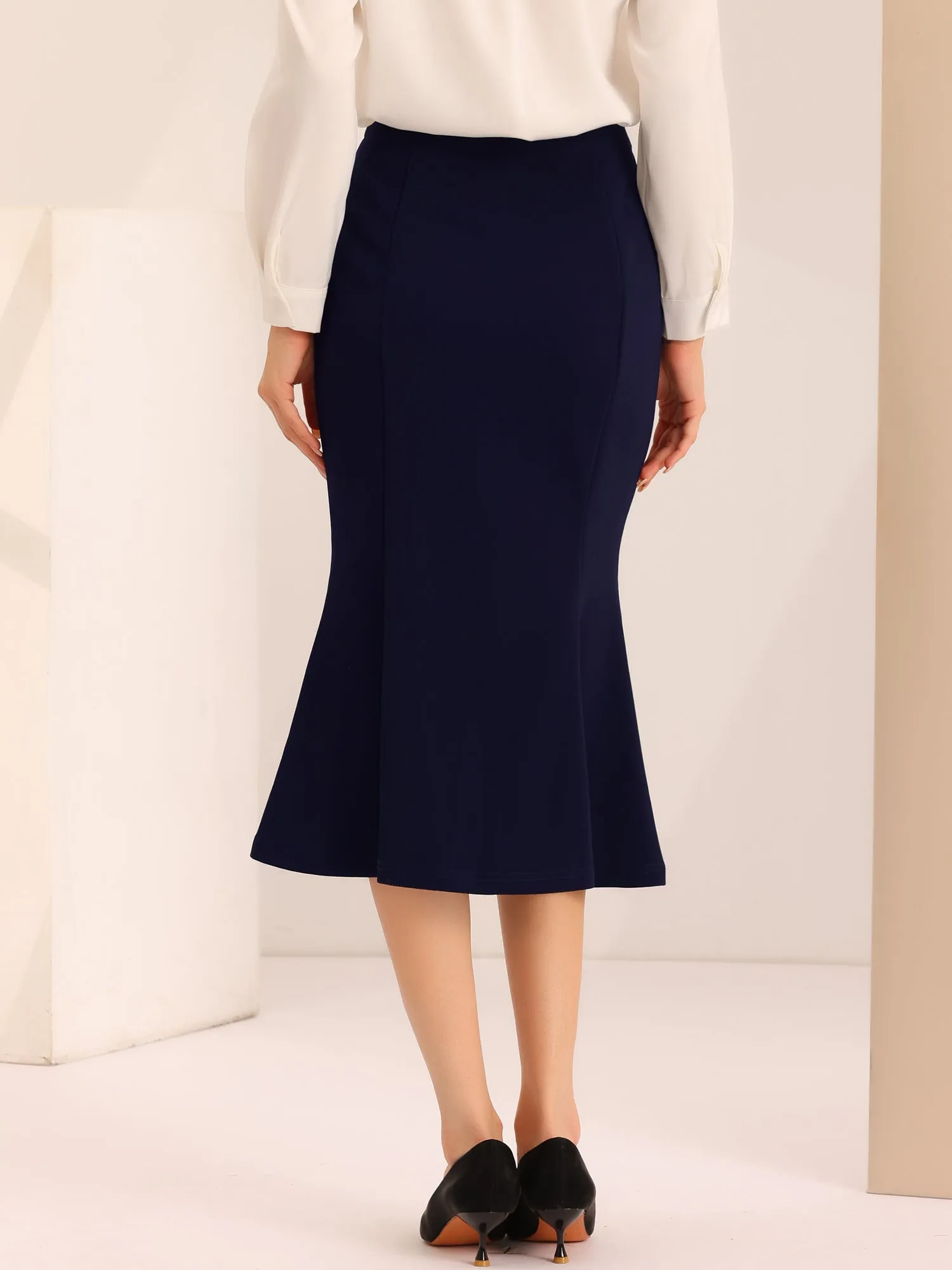 Bodycon High Waist Ruffle Hem Fishtail Mermaid Midi Skirt