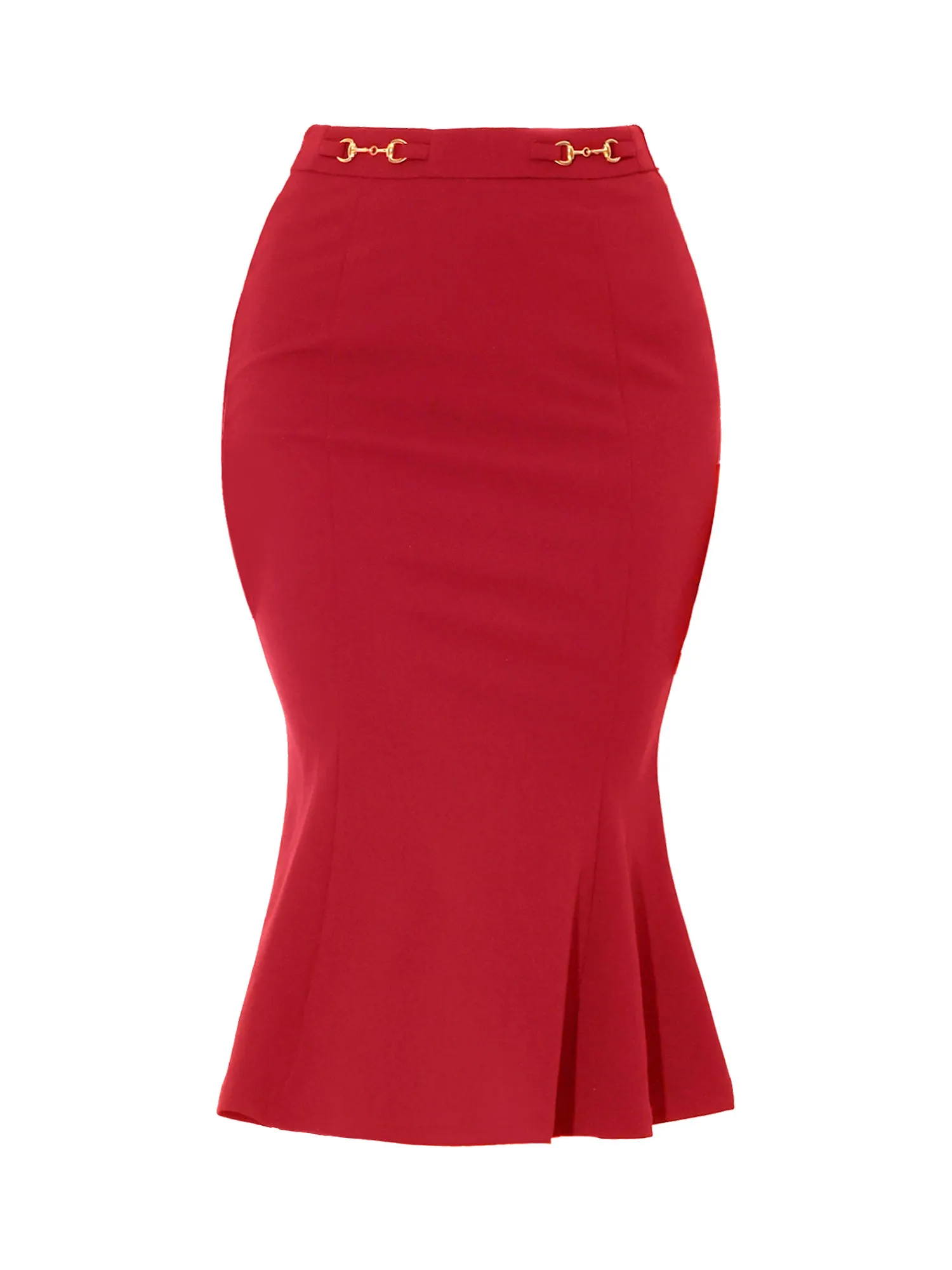 Bodycon High Waist Ruffle Hem Fishtail Mermaid Midi Skirt