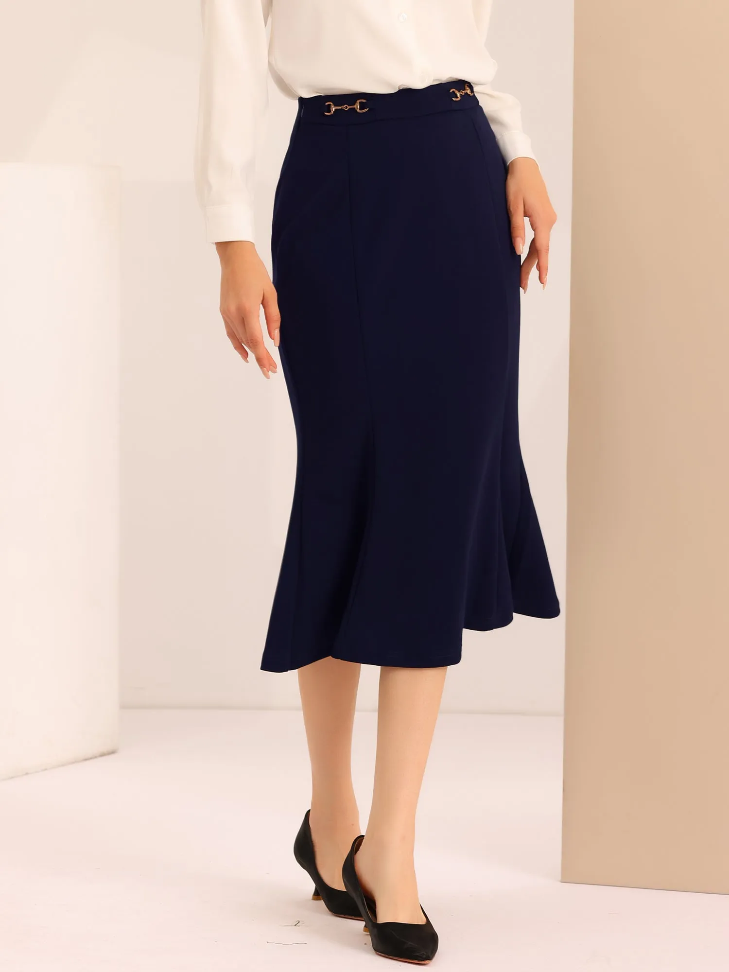 Bodycon High Waist Ruffle Hem Fishtail Mermaid Midi Skirt
