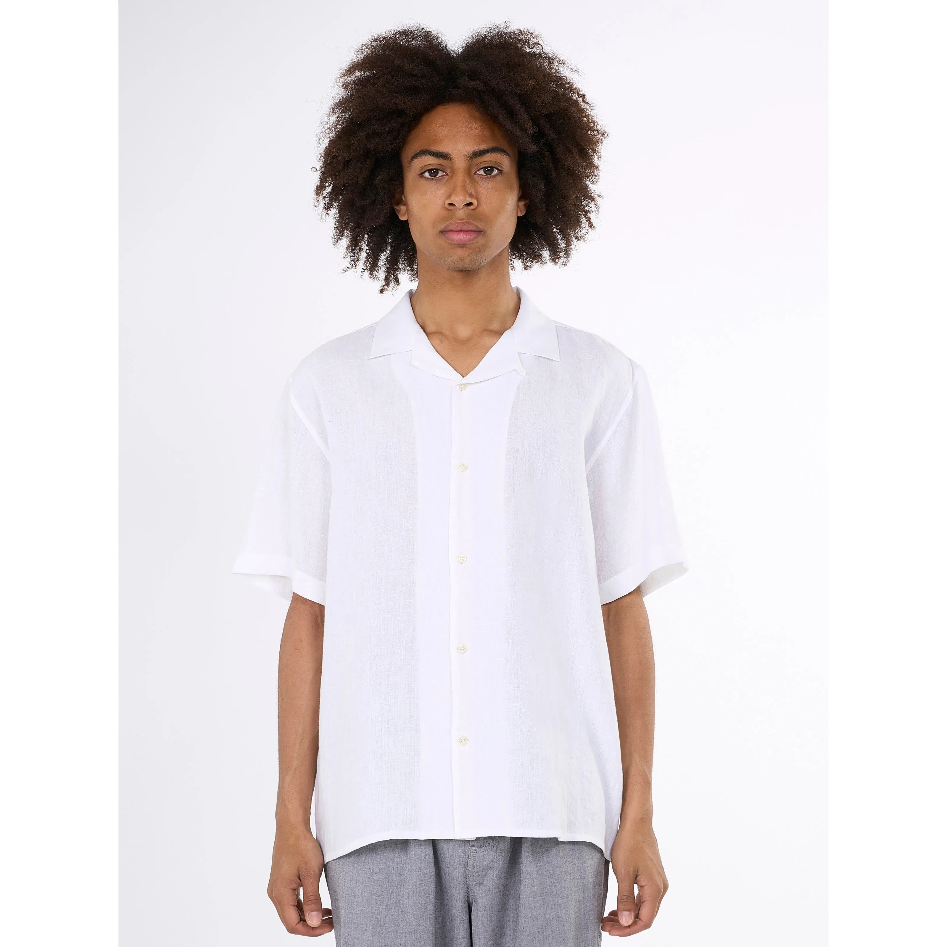 Box Fit Short Sleeved Organic Linen Shirt Made Of Organic Linen