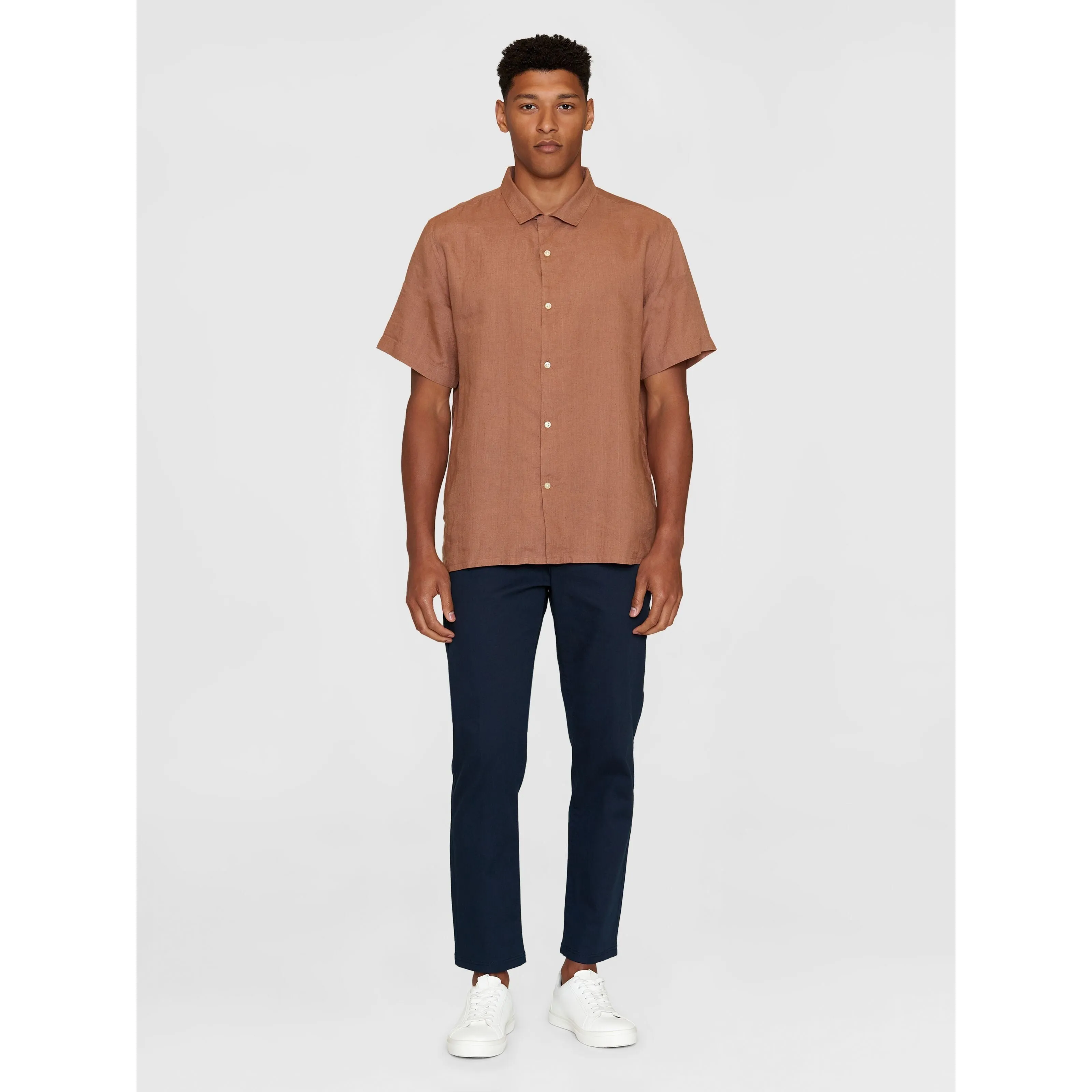 Box Fit Short Sleeved Organic Linen Shirt Made Of Organic Linen