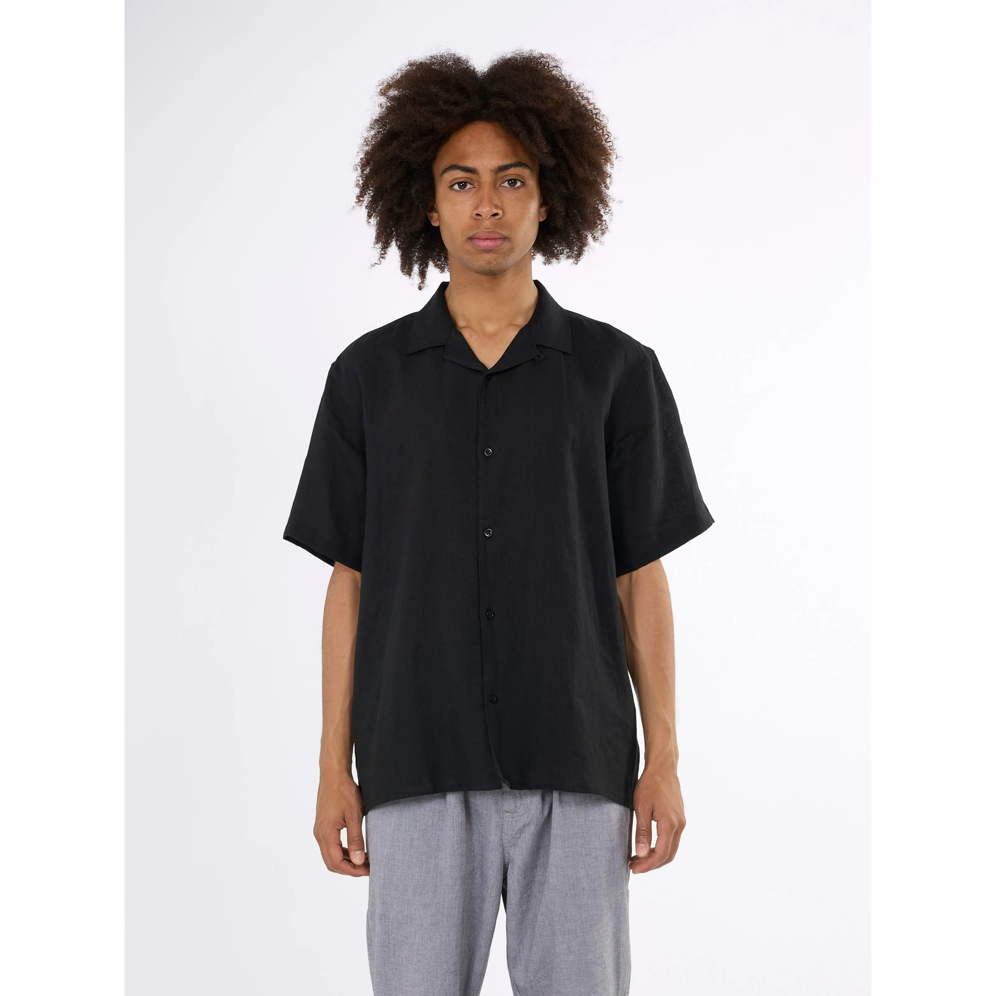 Box Fit Short Sleeved Organic Linen Shirt Made Of Organic Linen