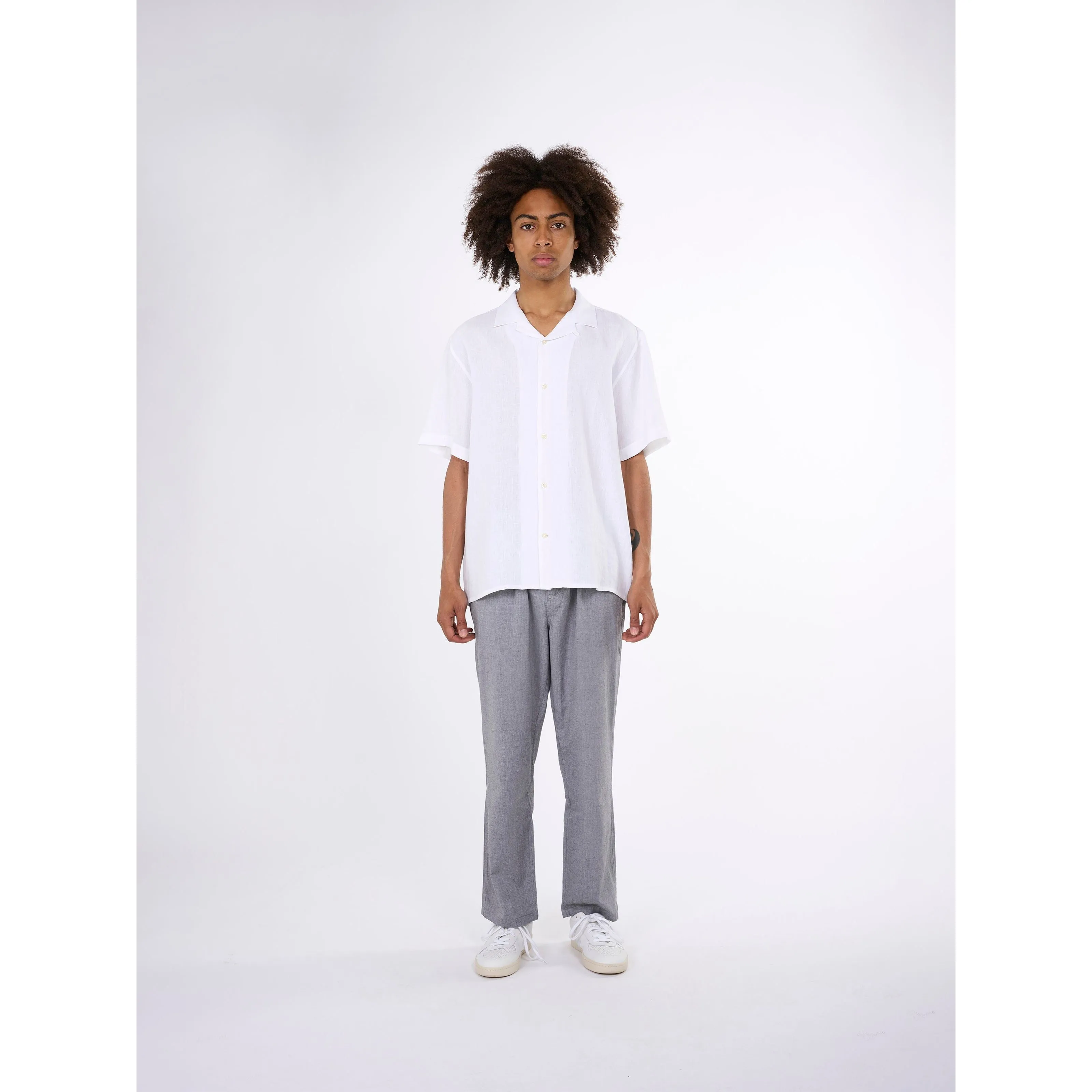 Box Fit Short Sleeved Organic Linen Shirt Made Of Organic Linen