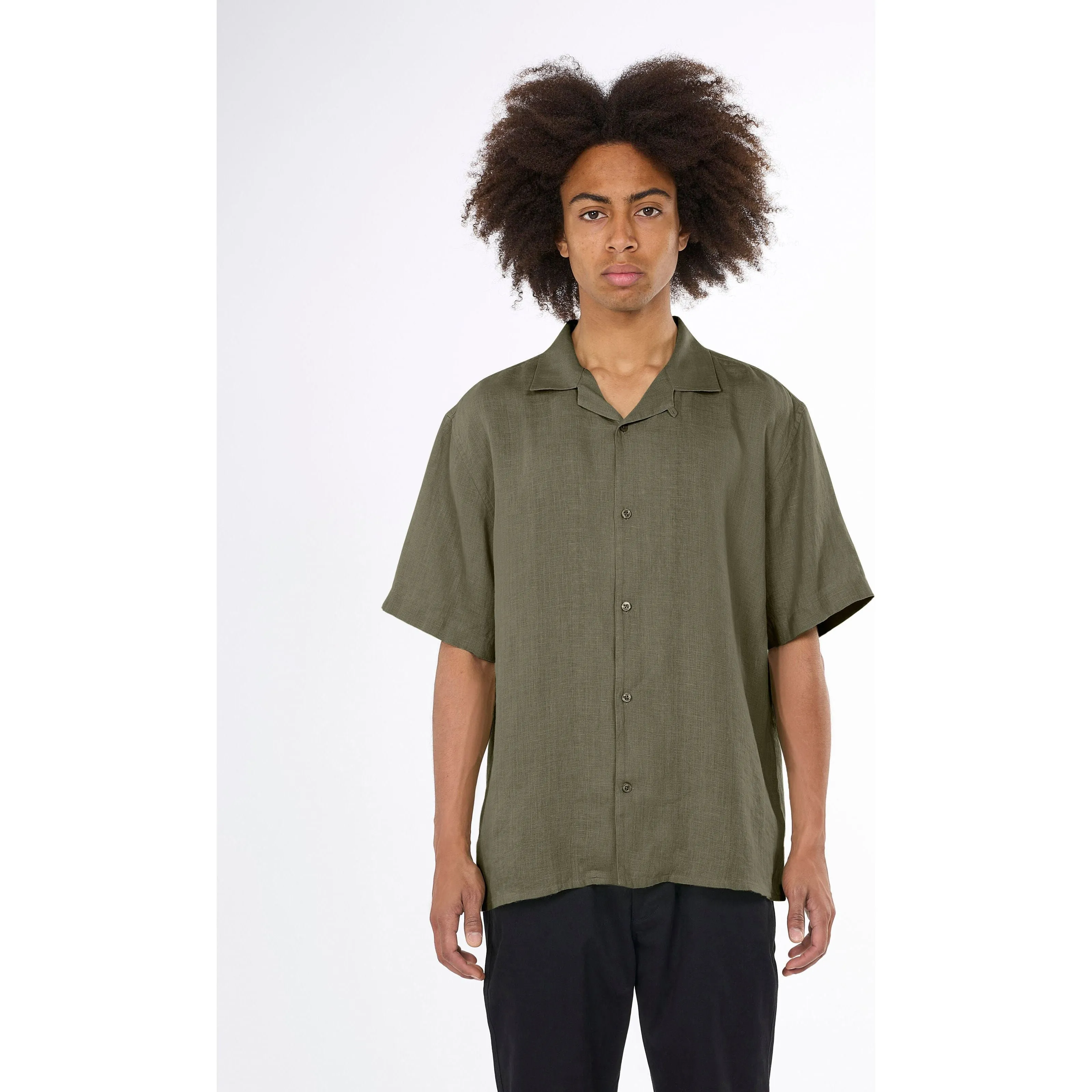 Box Fit Short Sleeved Organic Linen Shirt Made Of Organic Linen