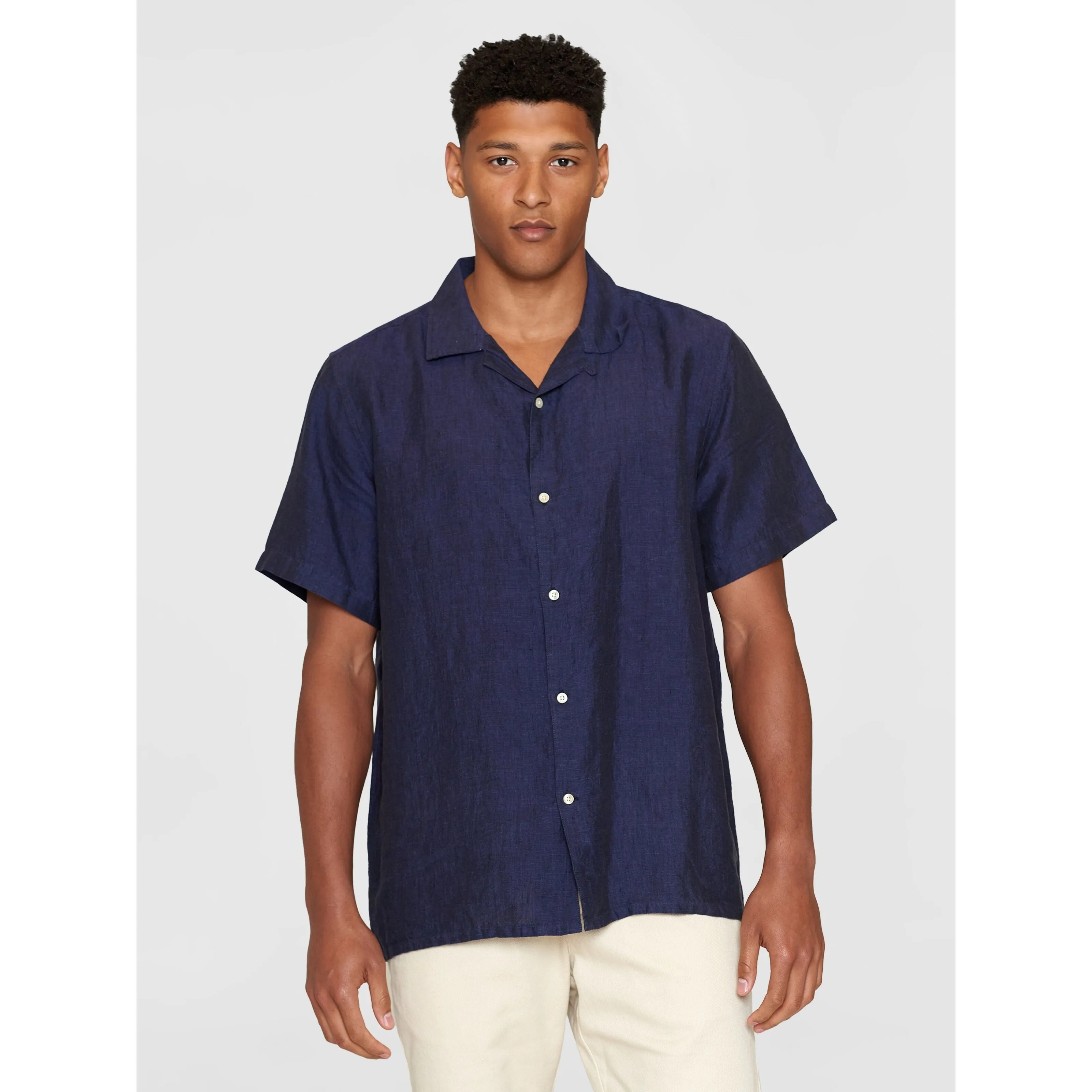 Box Fit Short Sleeved Organic Linen Shirt Made Of Organic Linen