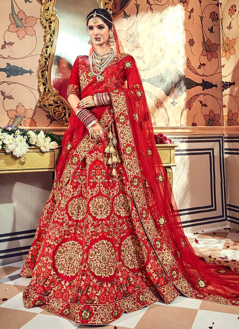 Bridal Red Hand Embroidered Lehenga Choli