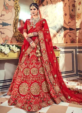 Bridal Red Hand Embroidered Lehenga Choli